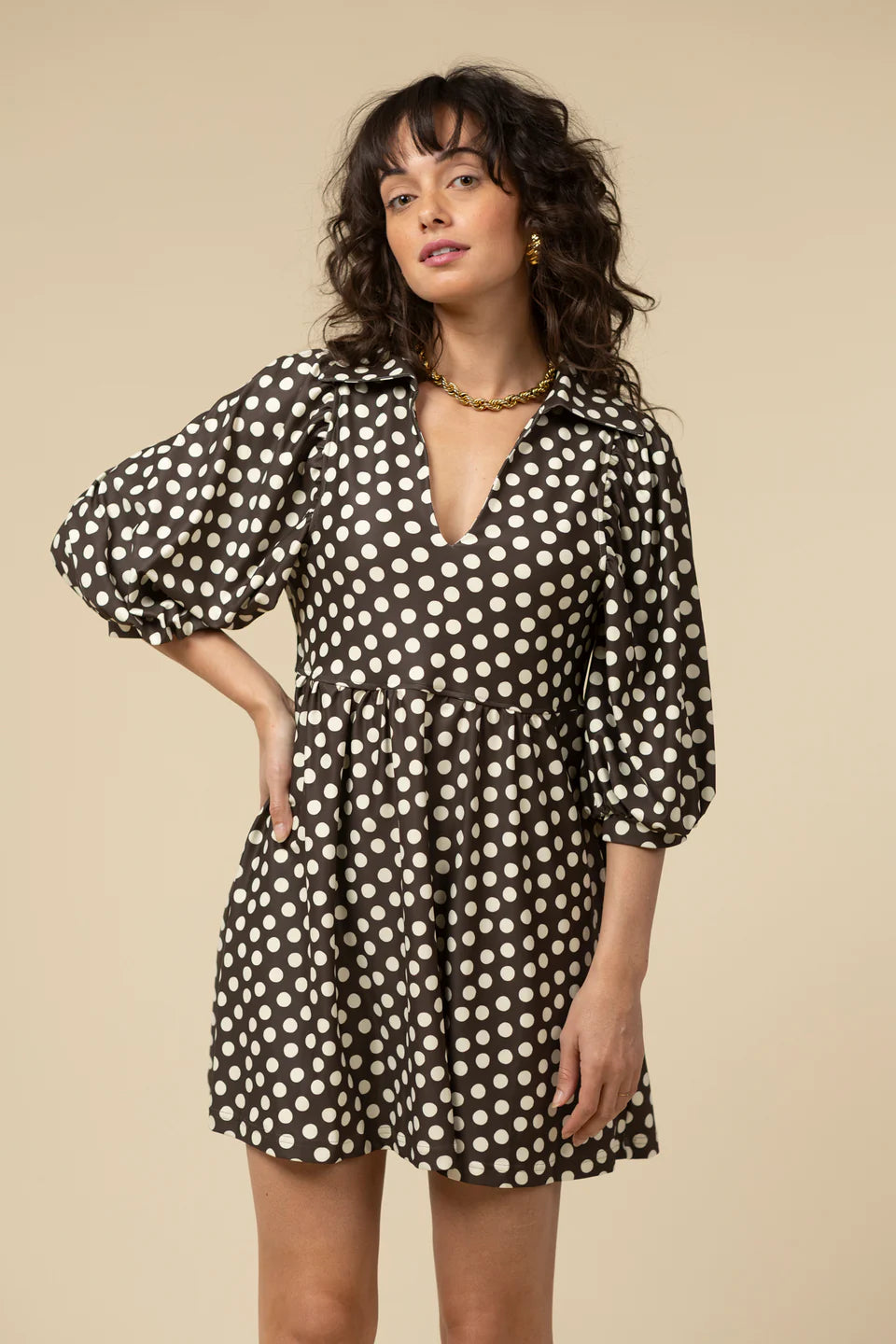 Charlotte Mini Dress - Chocolate Dot