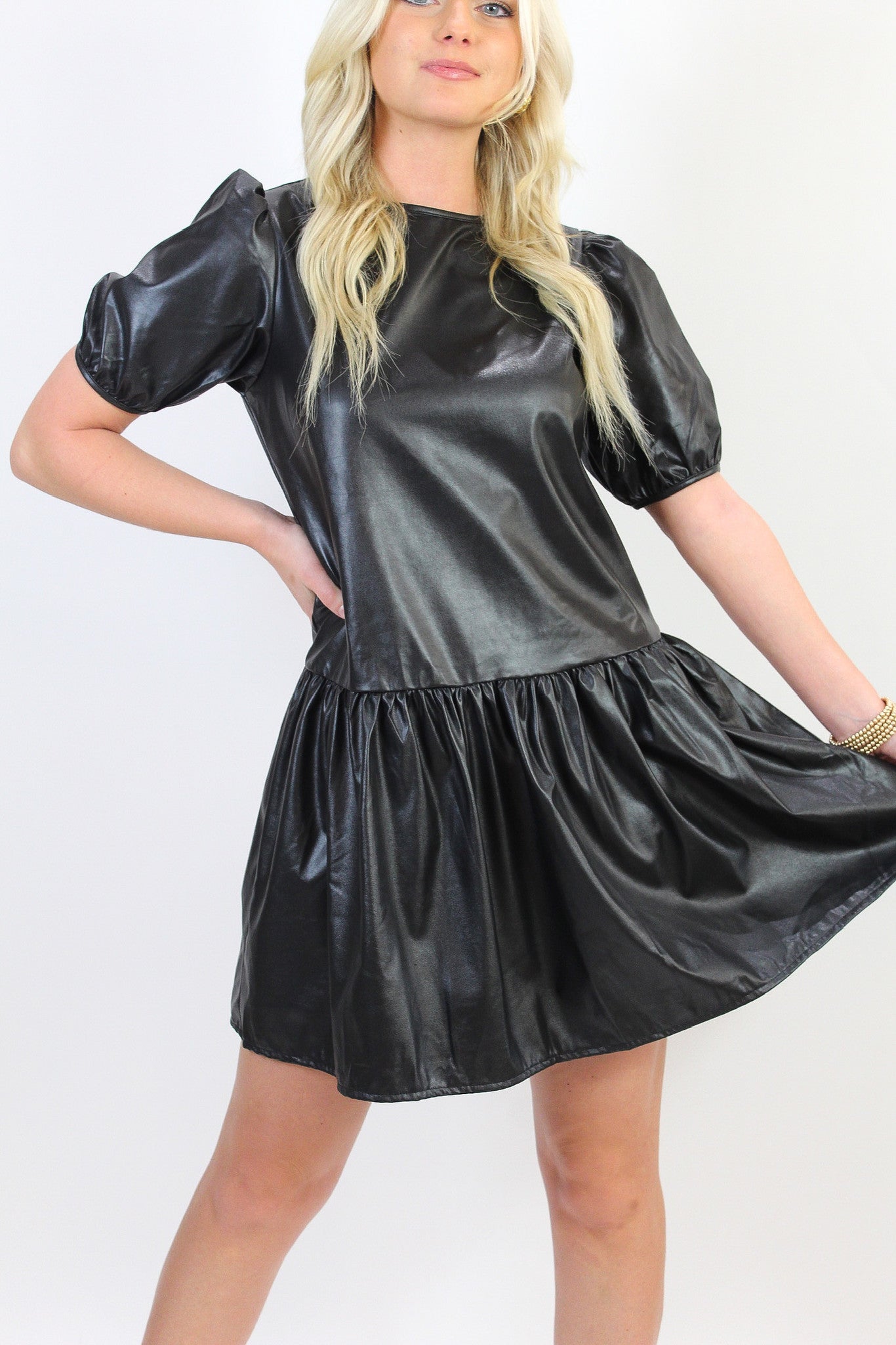 Moody Leather Babydoll Dress