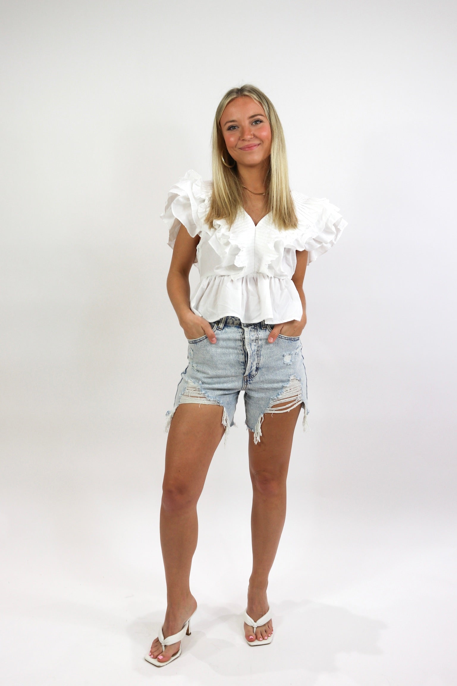 Bleached Ruffle Top