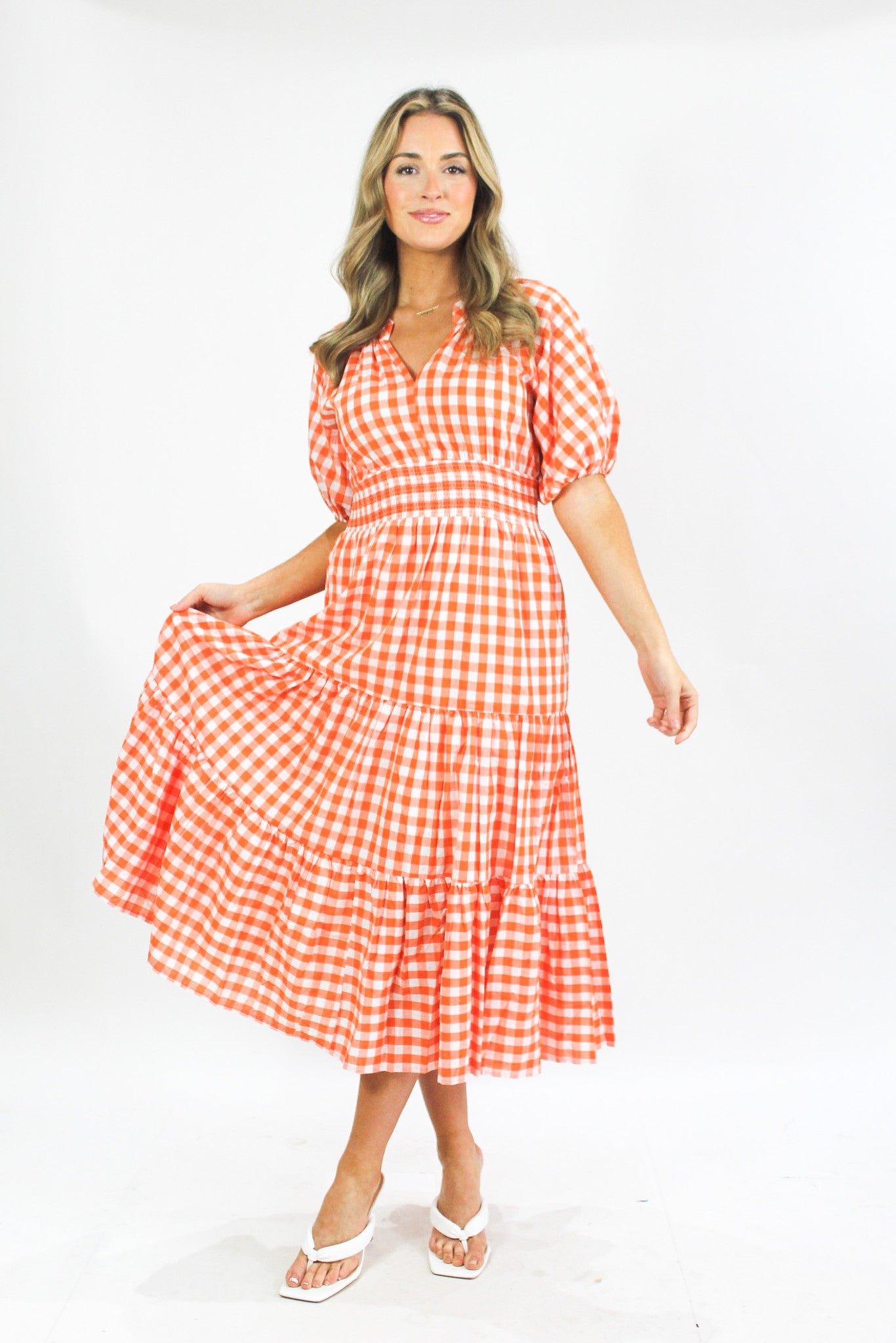 The Sisters Gingham Maxi - Orange