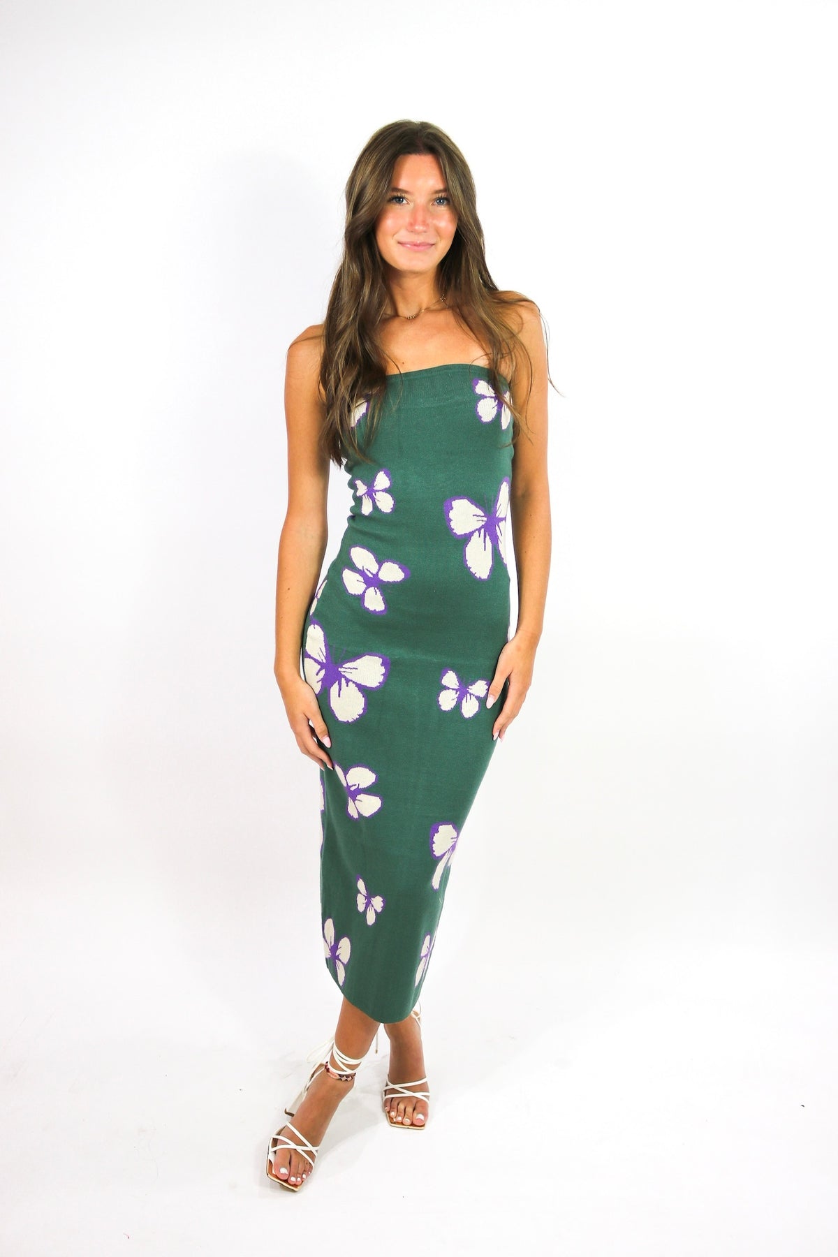 butterfly knit midi dress Kisses stretchy knitted fabric Quantity:Box (20) BURGUNDY - 3D Floral intype_dr3433