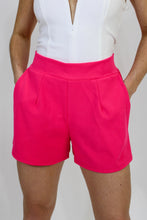 Load image into Gallery viewer, Solid Hot Pink Shorts with Pleated Design
