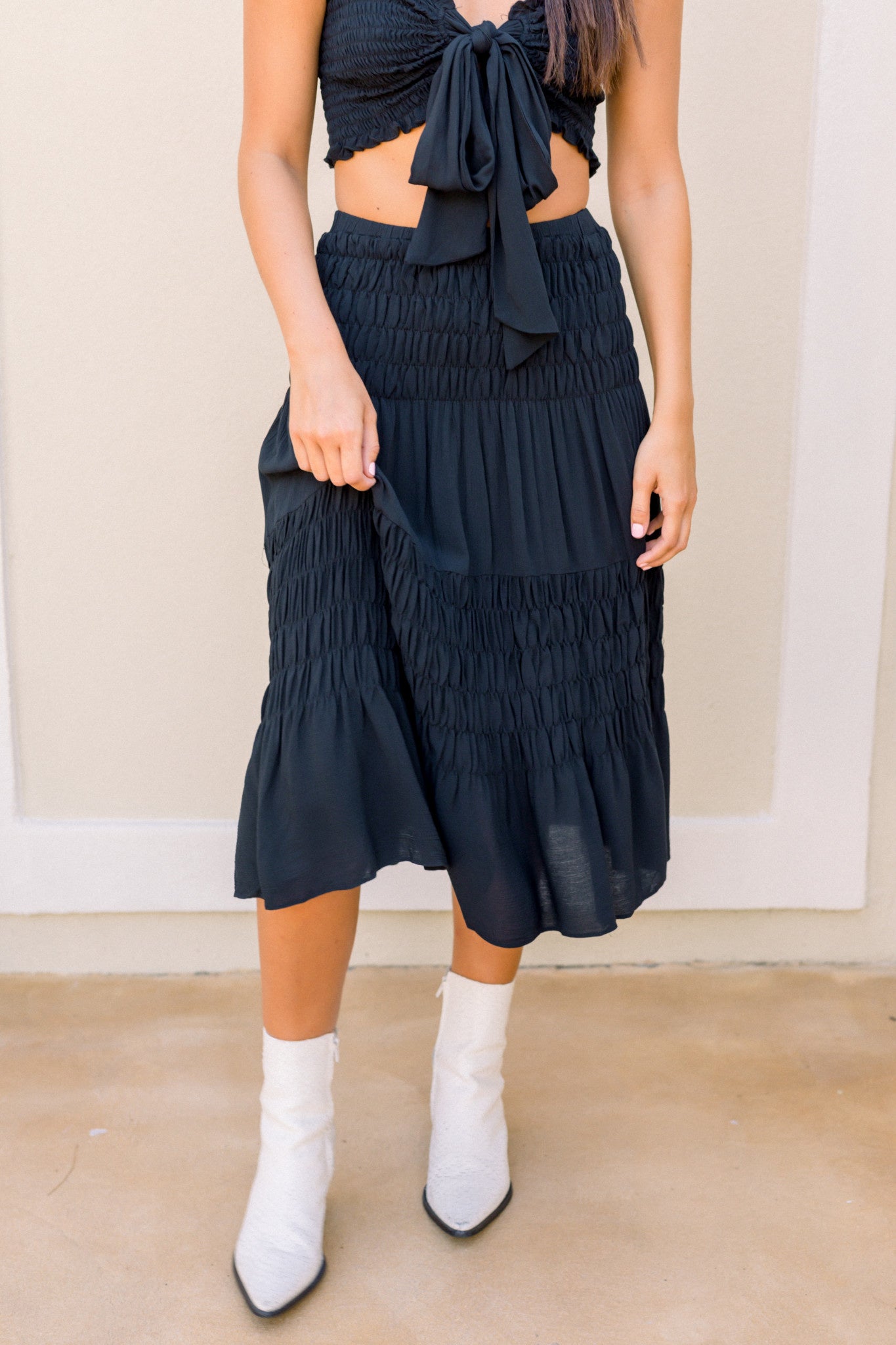 Take Me Away Smocked Midi Skirt