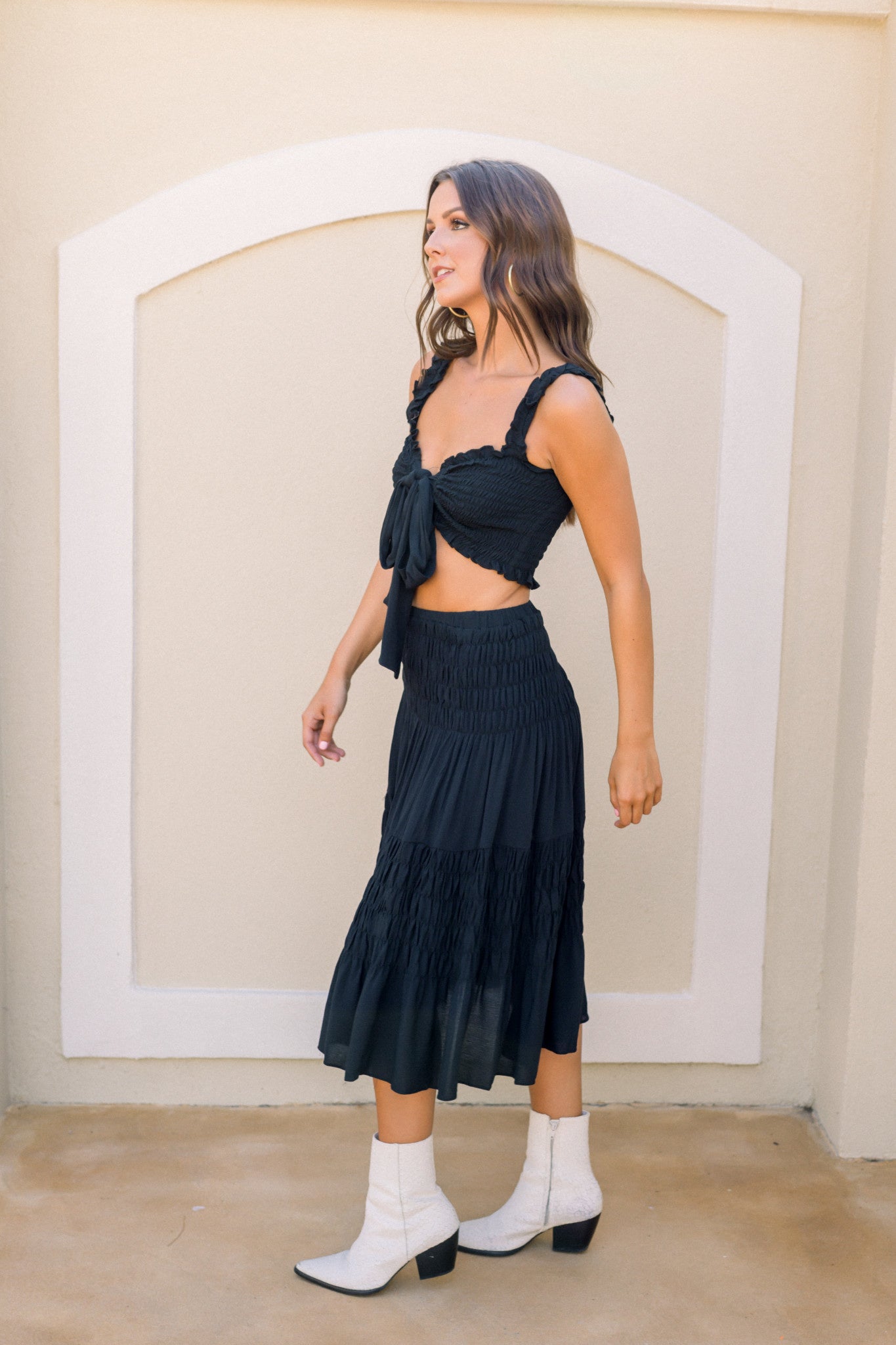 Take Me Away Smocked Midi Skirt