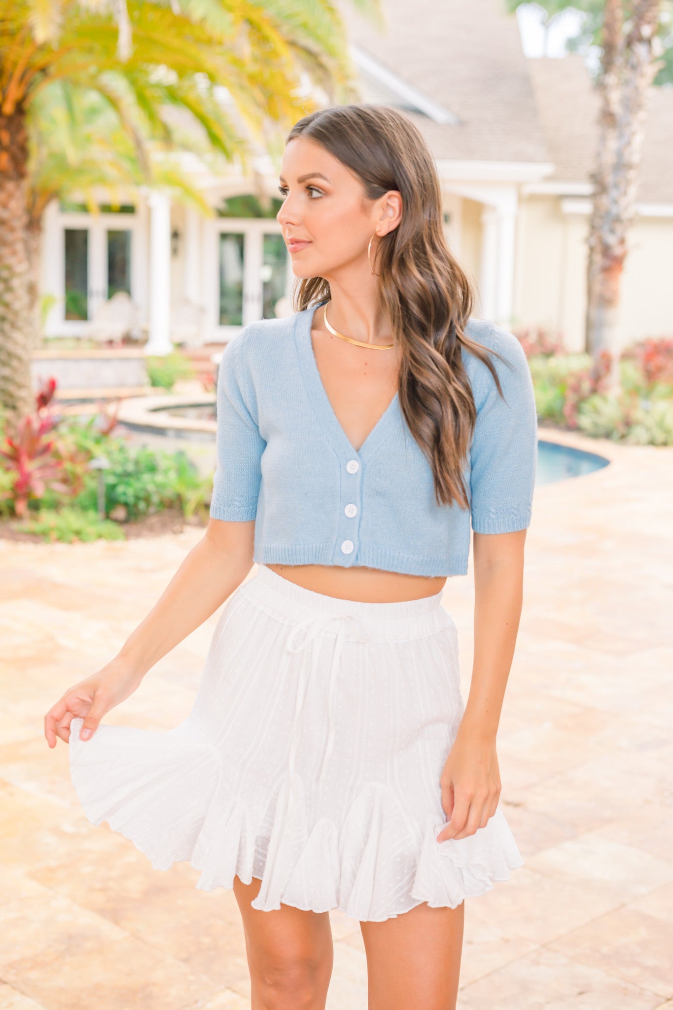 Blue Skies Button Up Crop