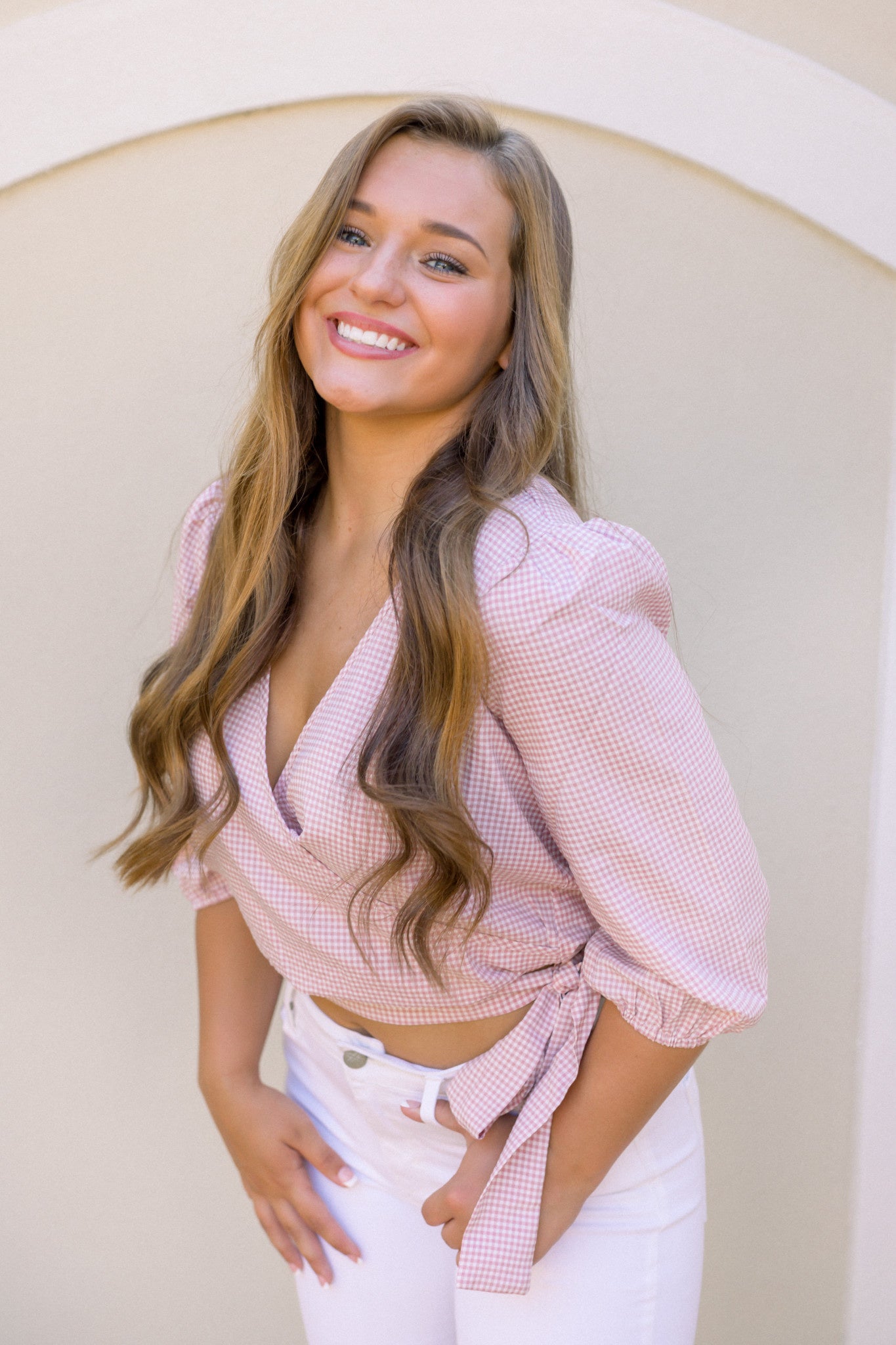 Red & White Gingham Top