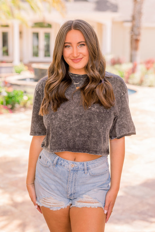 Grey Mix Tie Dye Crop