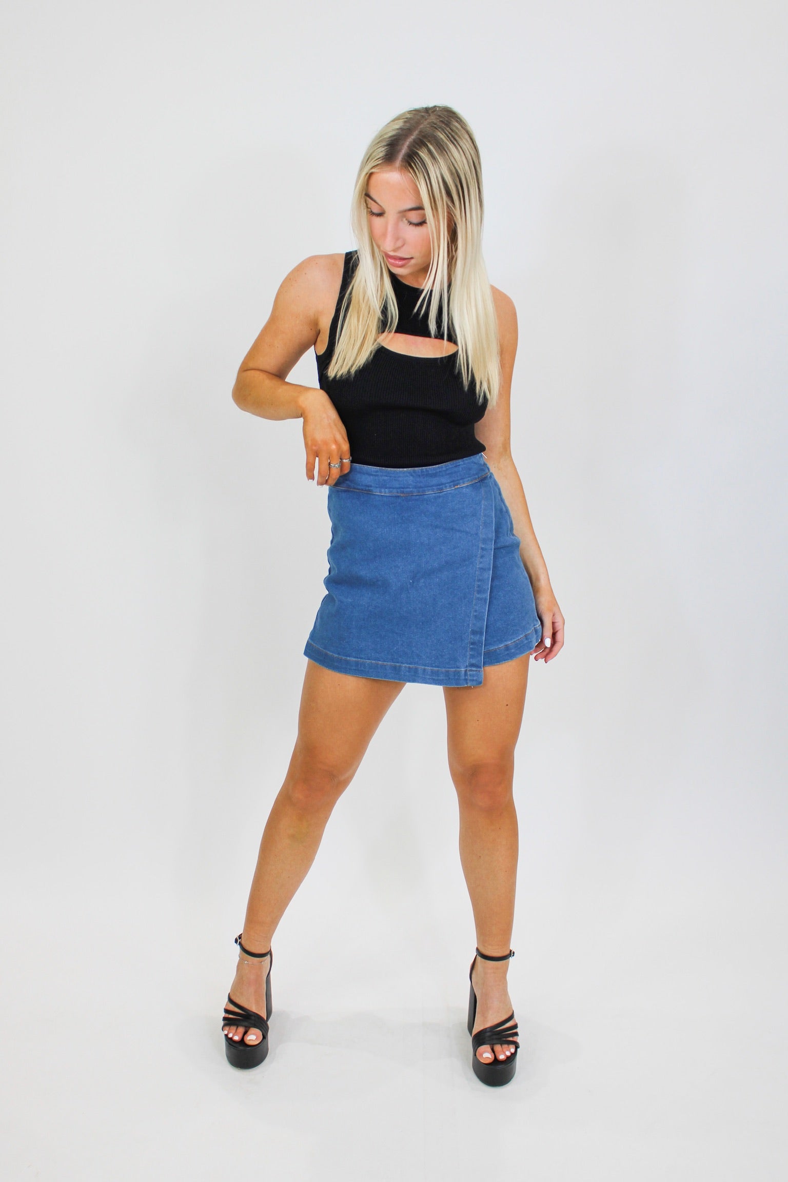 Trendy Denim Skort