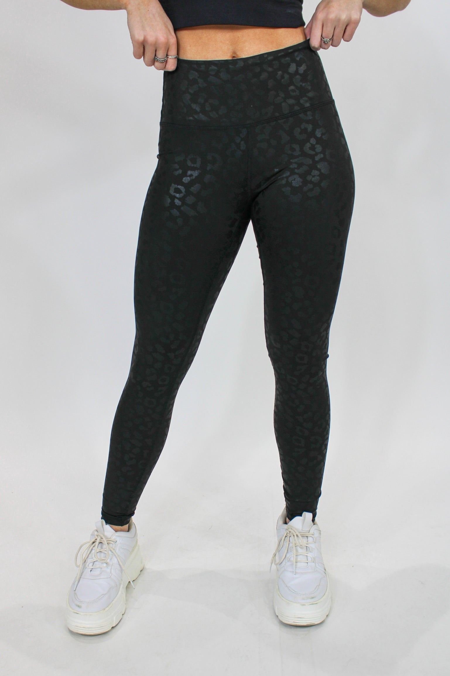 Black Leopard Full Length Pants