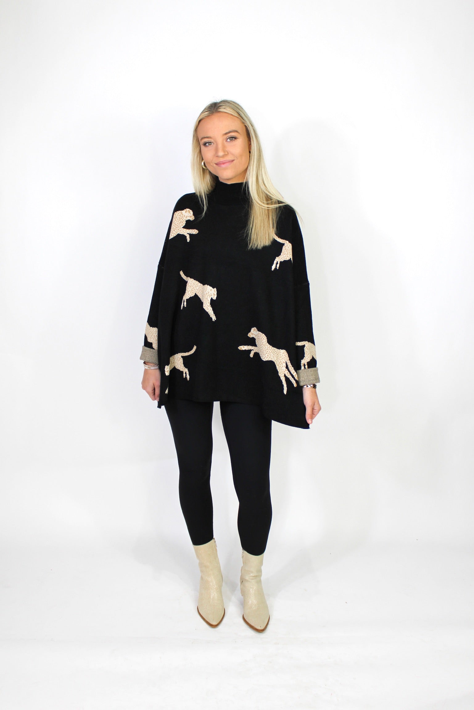 Leopard Mock Neck Sweater