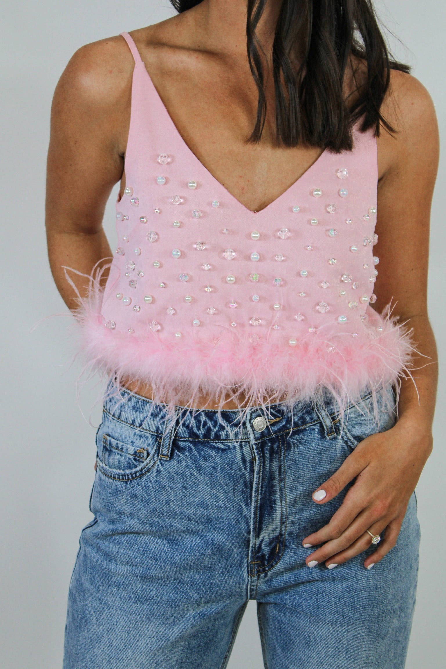 Light Pink Feather Top