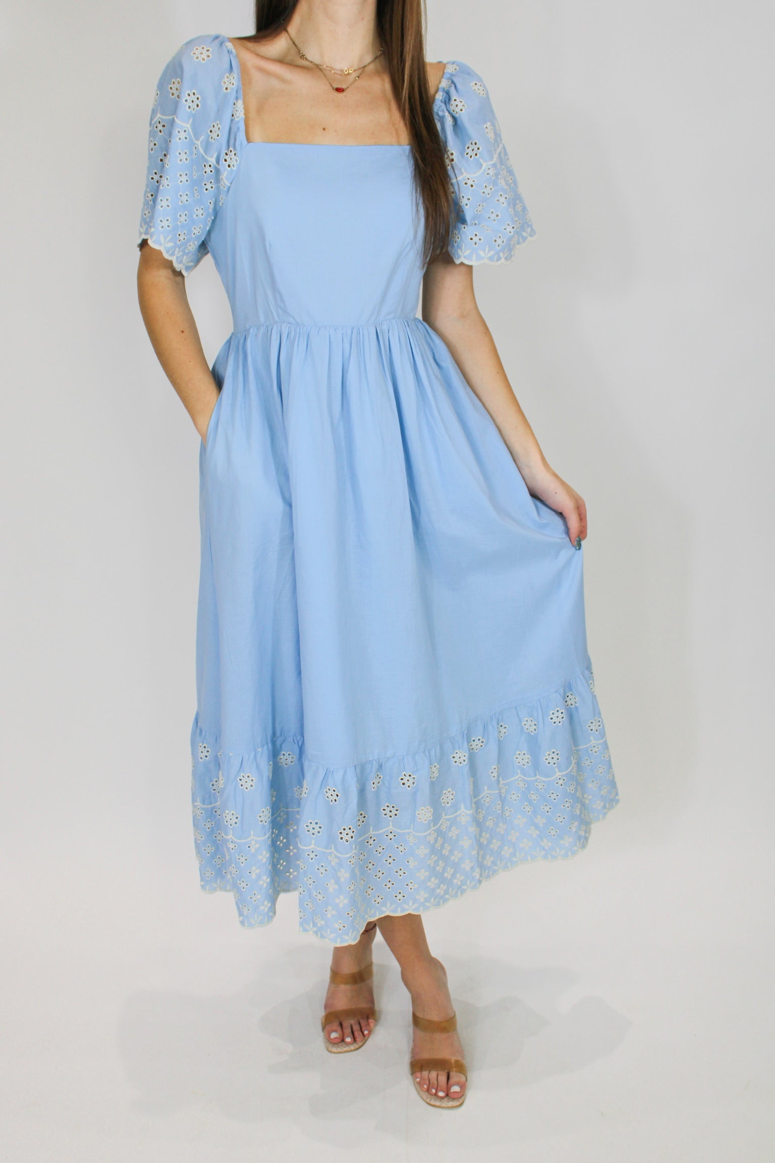 Blue Smocked Midi