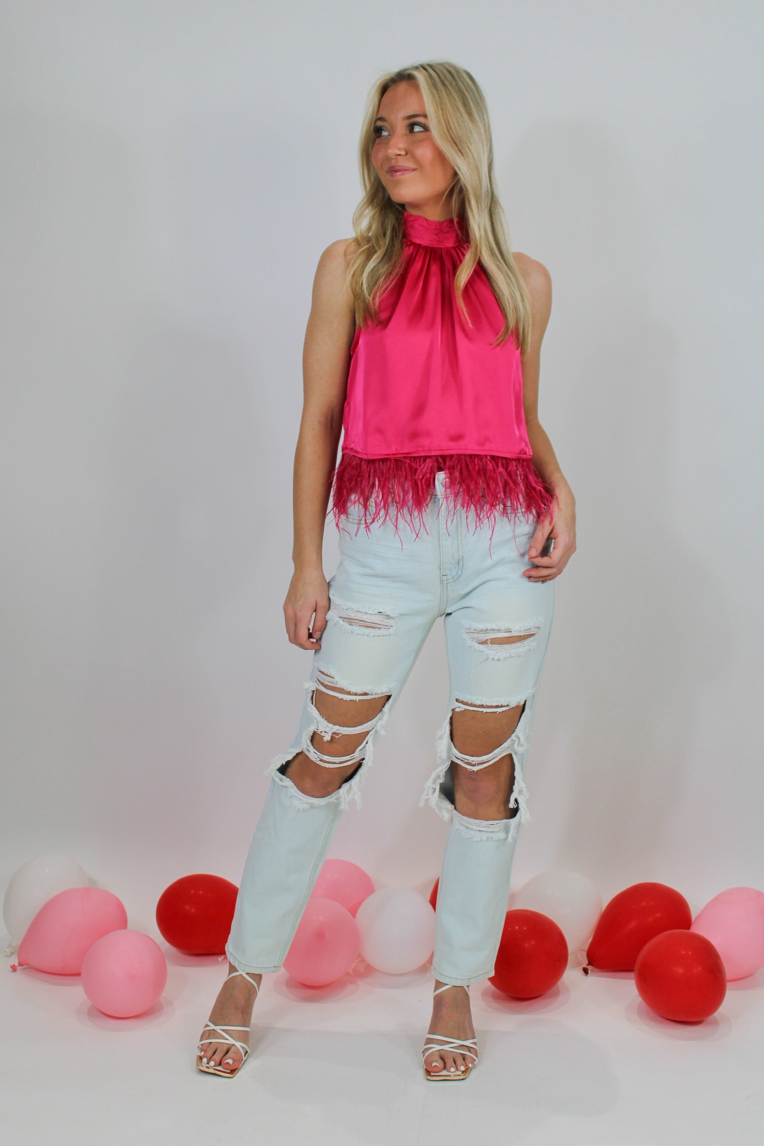 Flirty Feather Pink Top