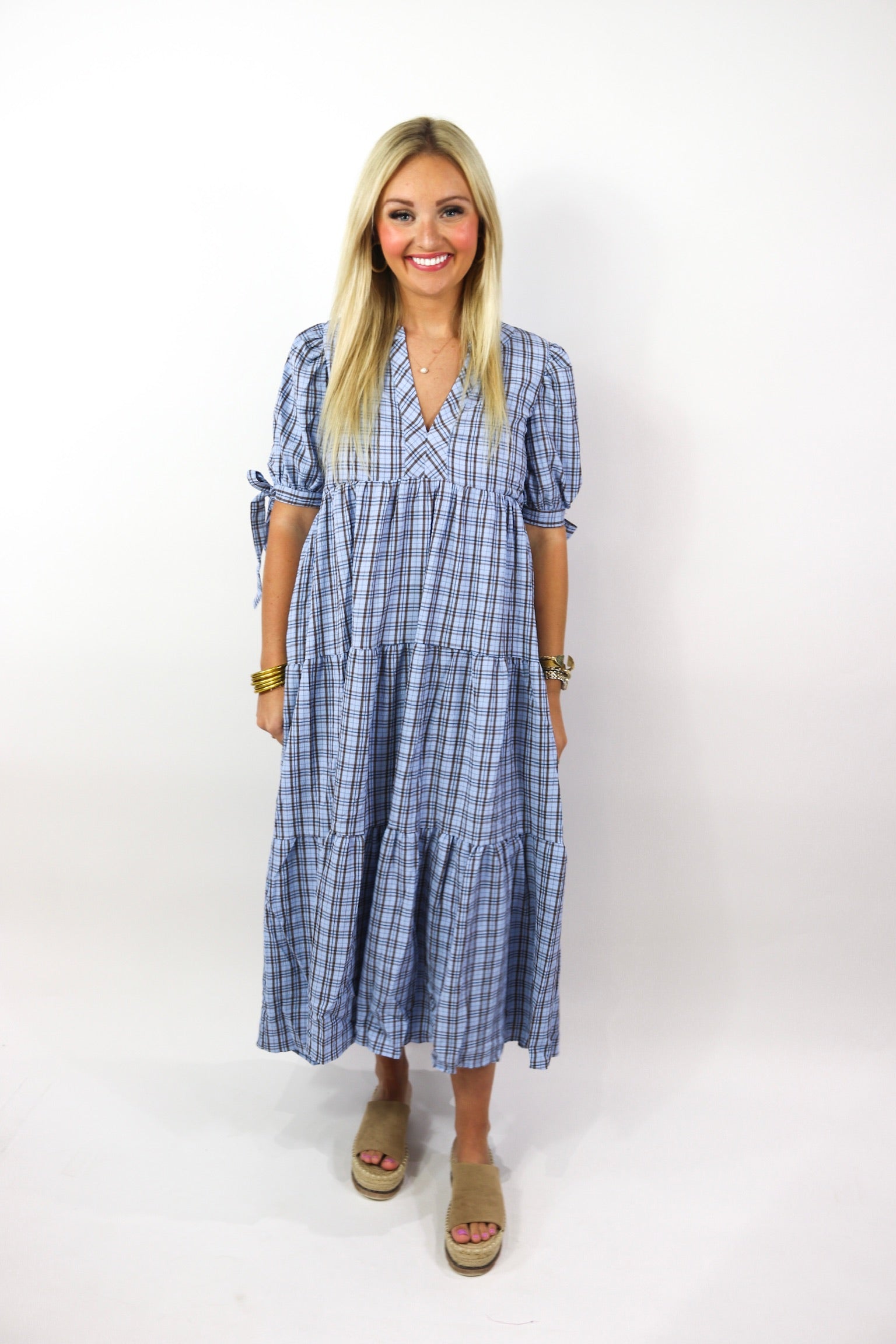 Irresistible Charm Plaid Maxi - Blue