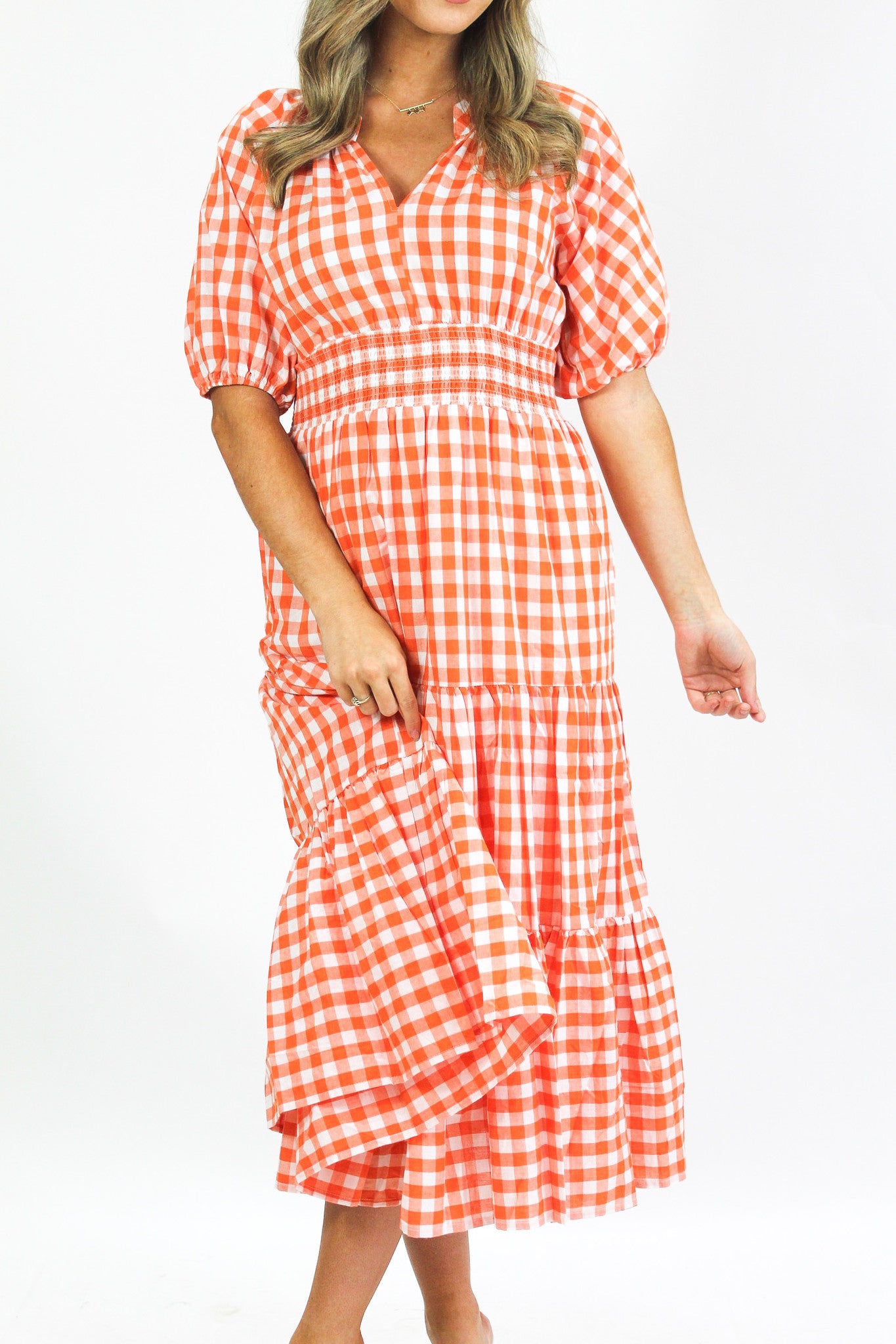 The Sisters Gingham Maxi - Orange