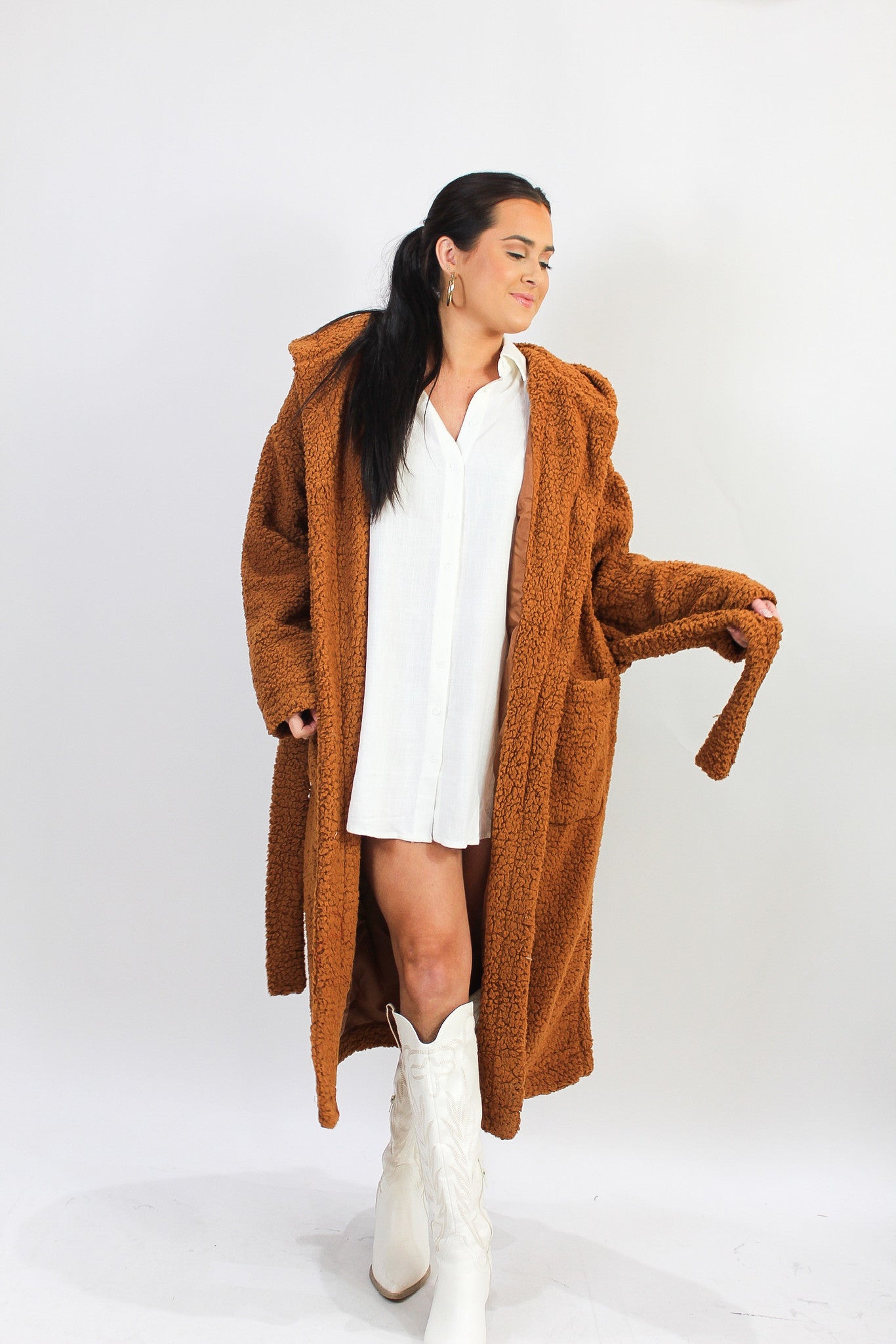 Caramel Long Teddy Coat