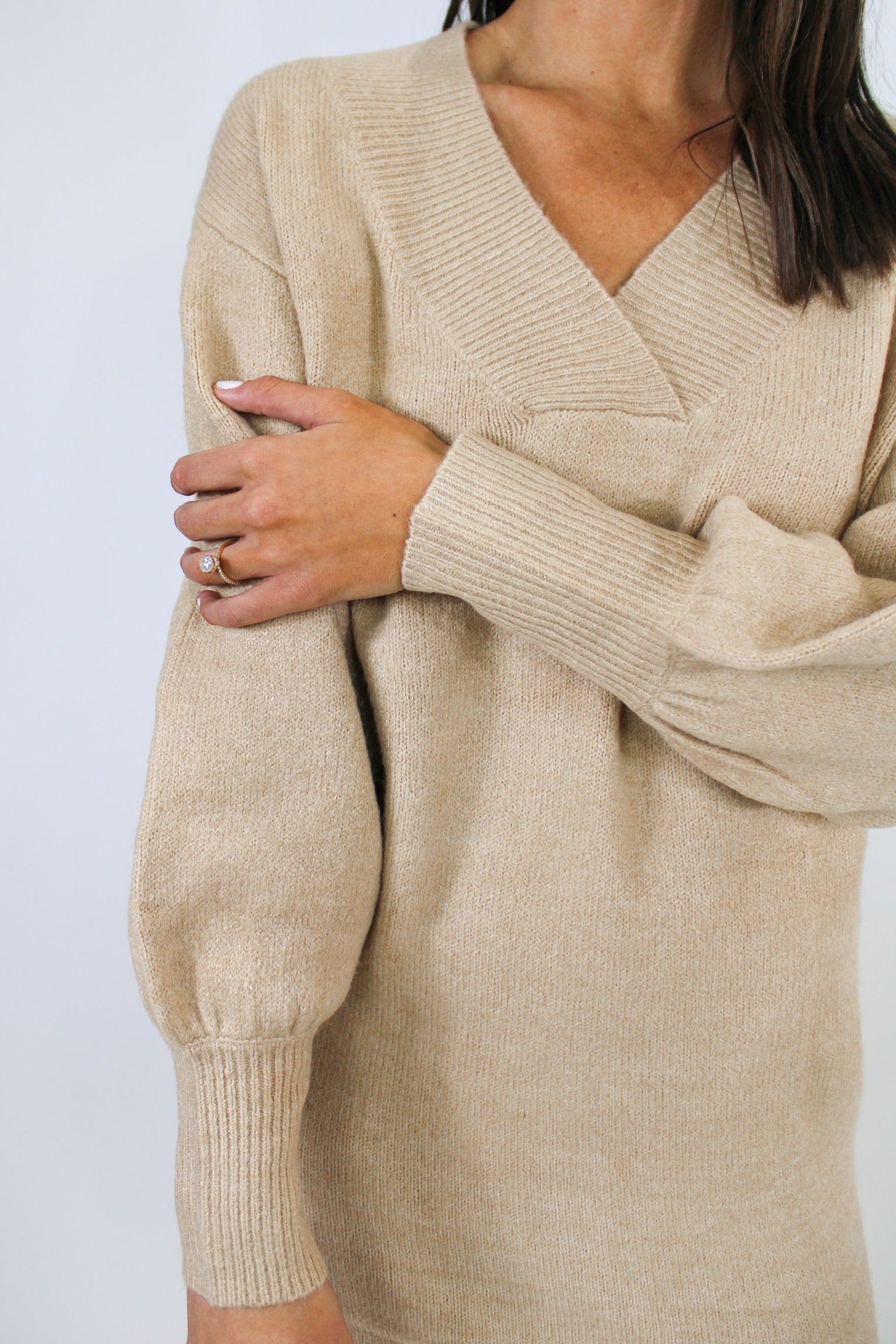 Totally Tan Cozy Sweater Dress