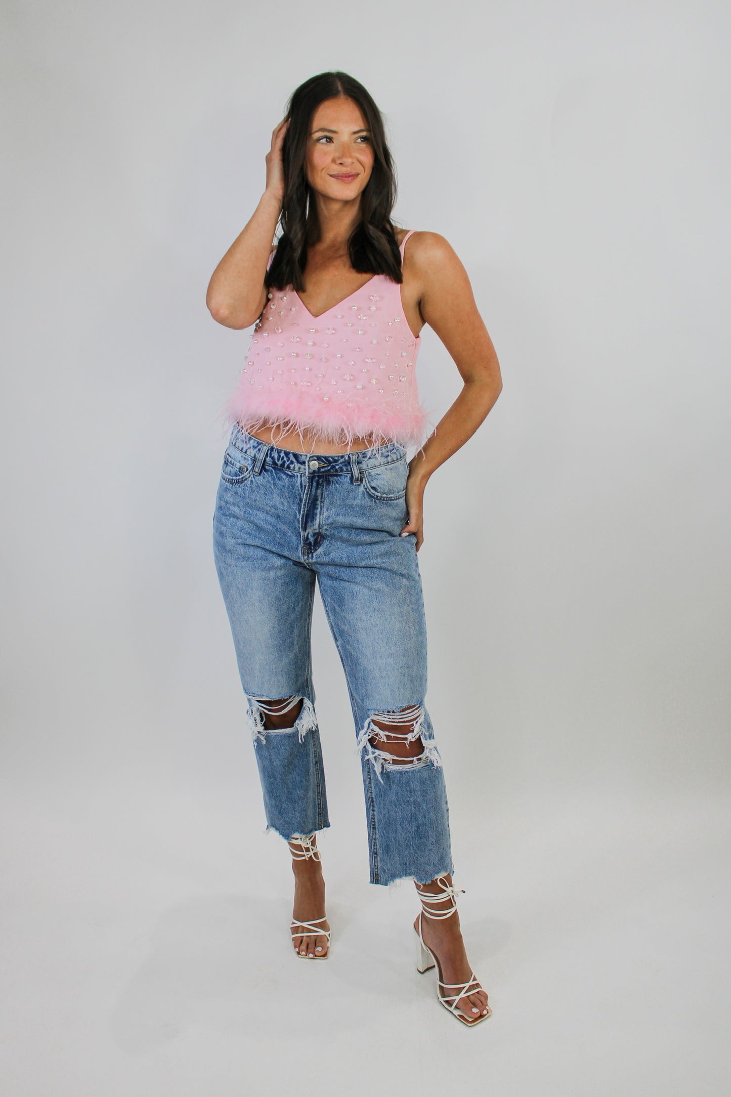 Light Pink Feather Top