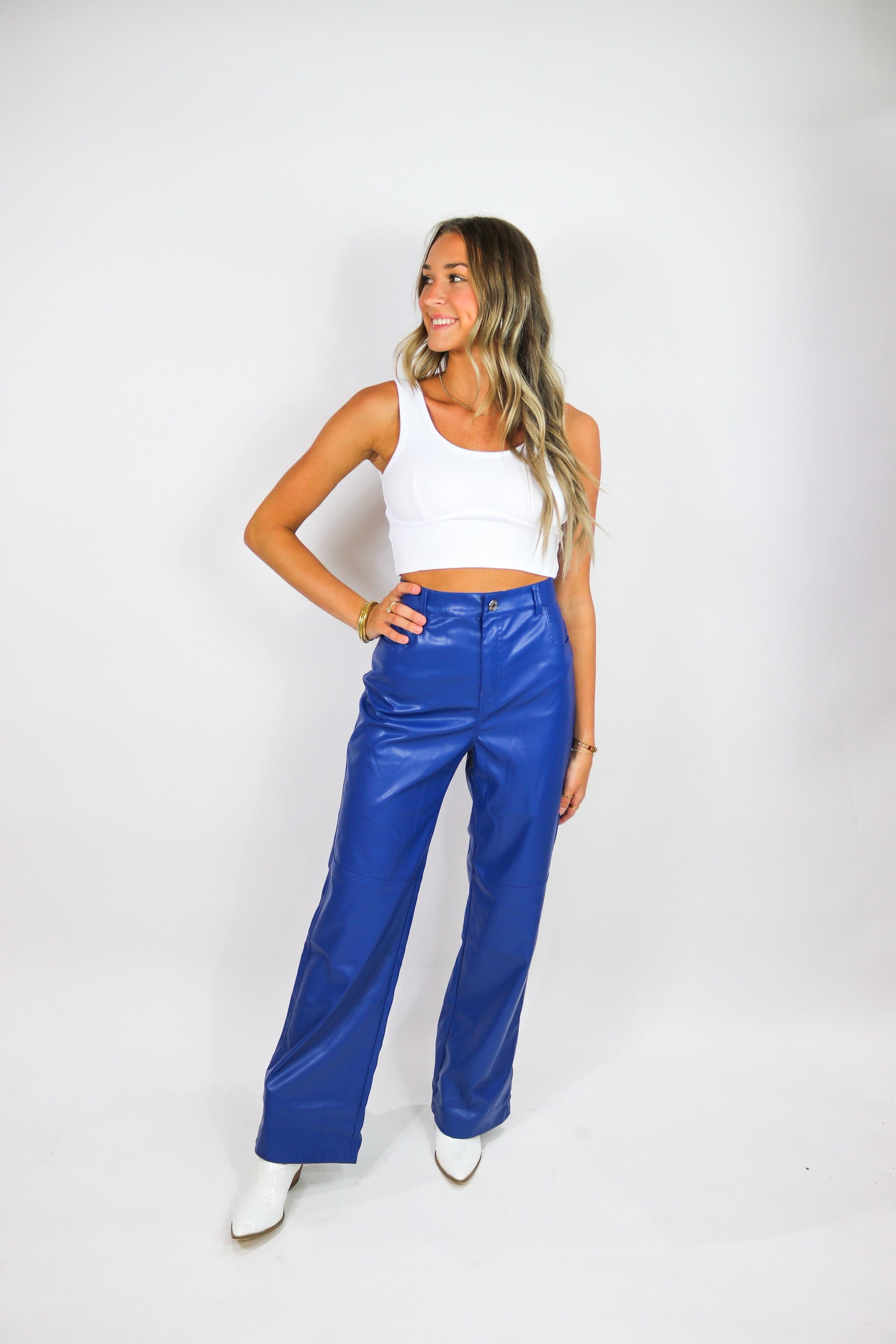 Royal blue faux deals leather pants