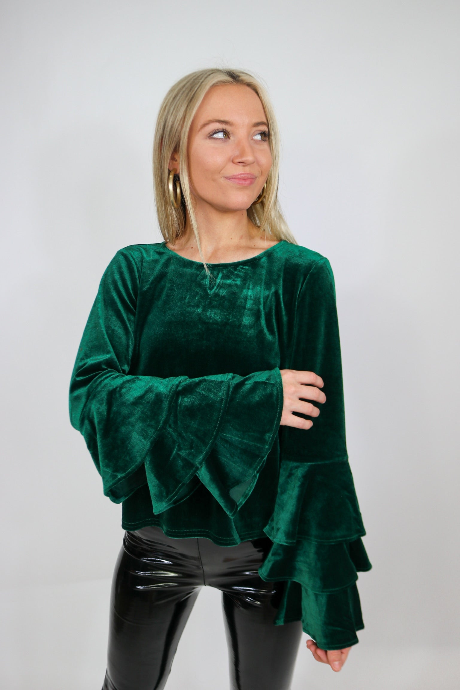 Holidate Green Velvet Top