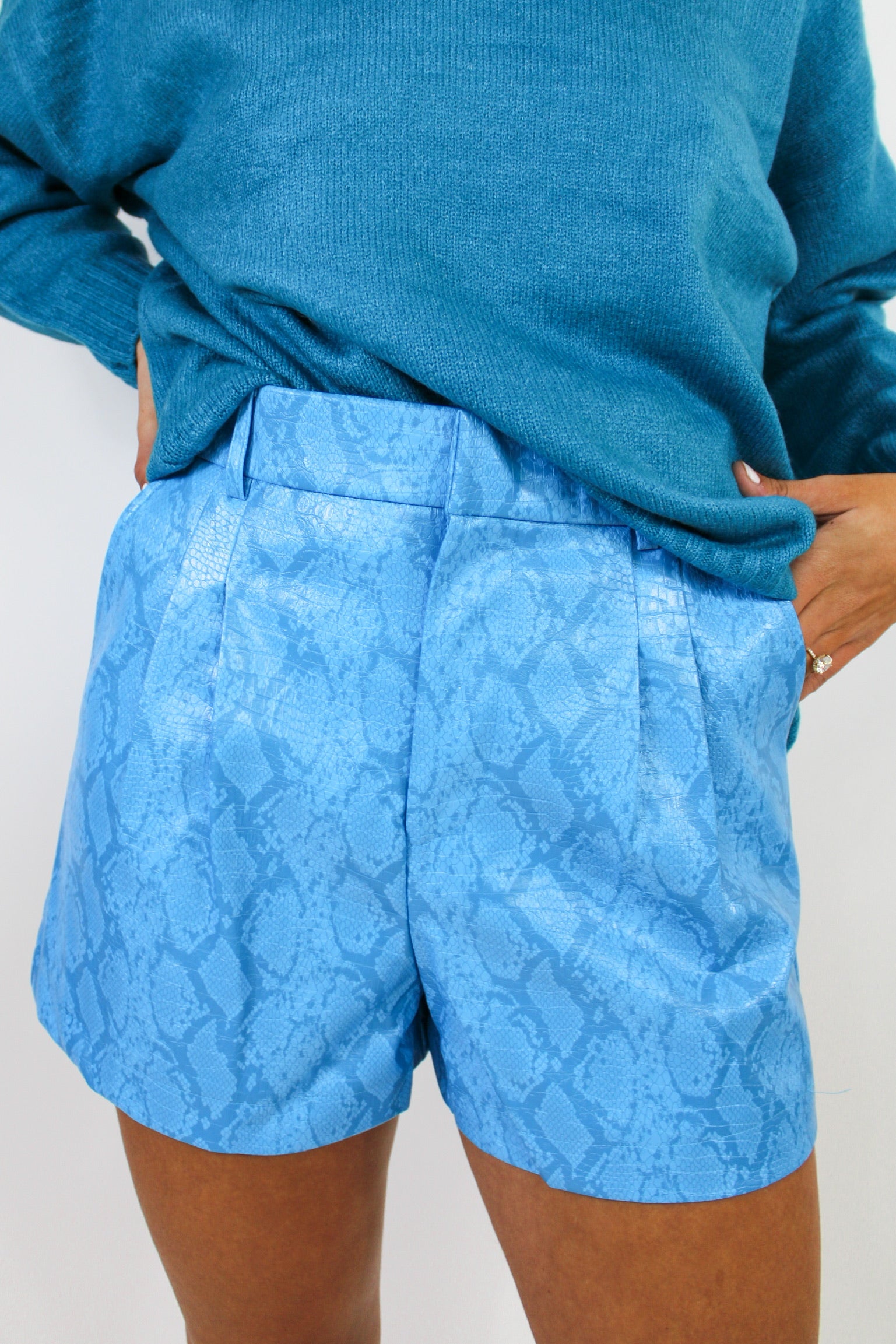 Statement Snake Print Leather Shorts