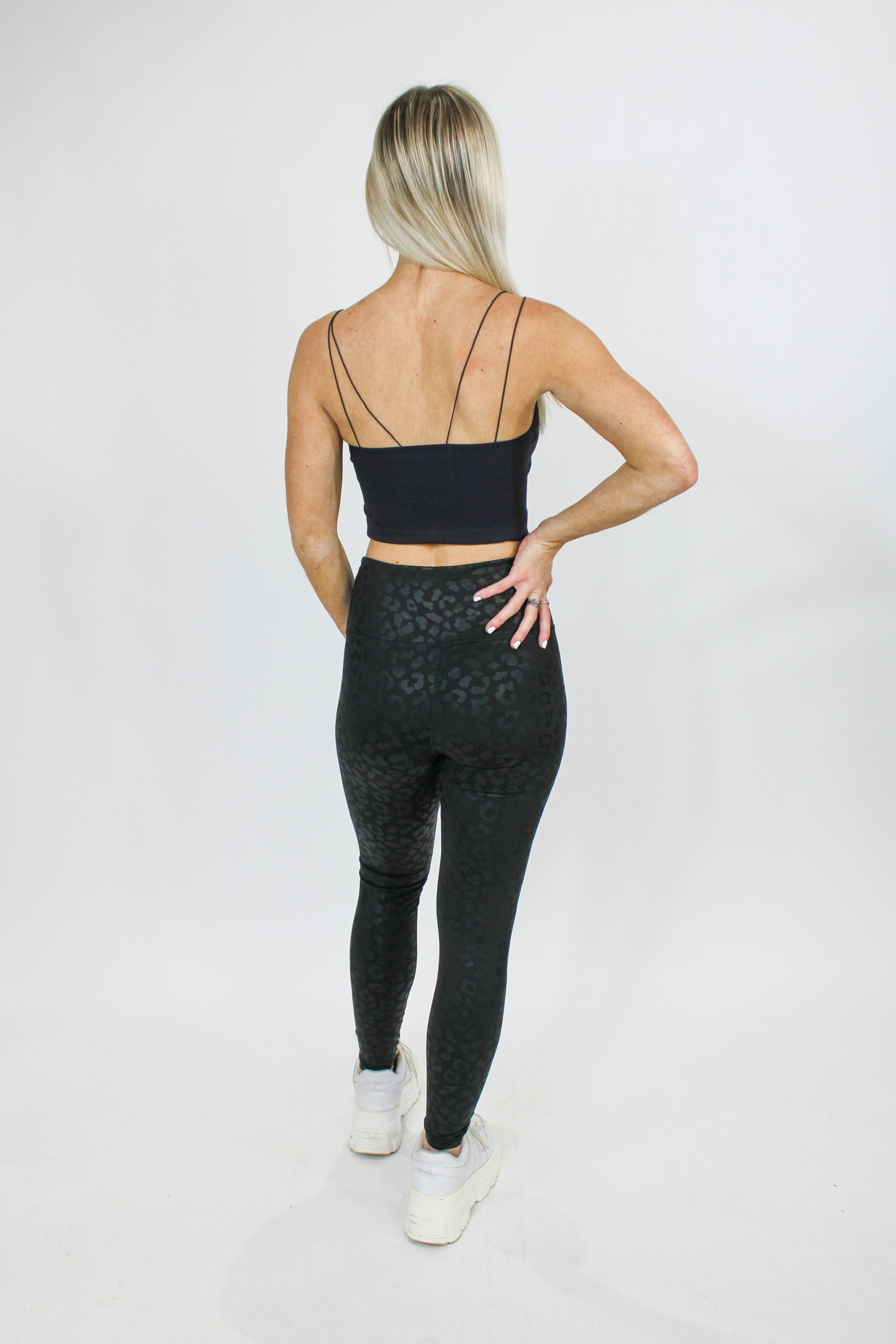 Black Leopard Full Length Pants