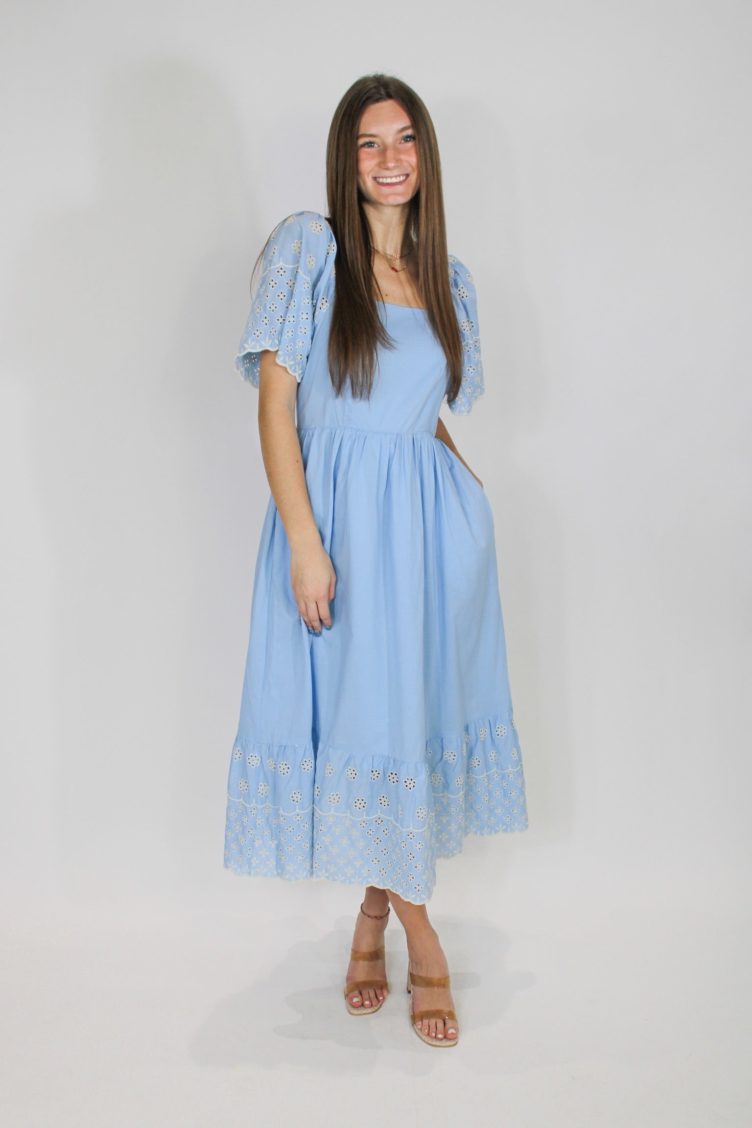 Blue Smocked Midi