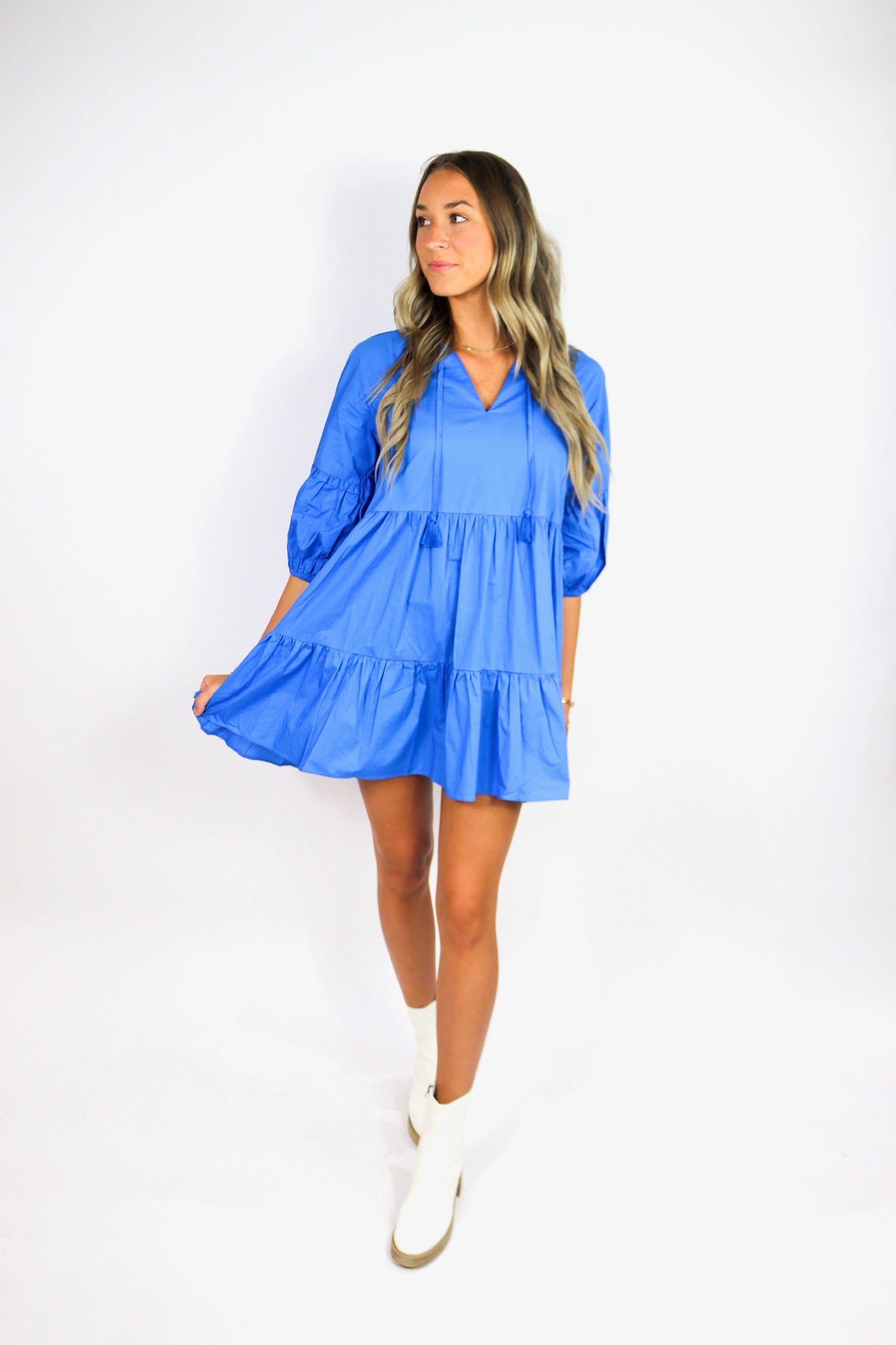 Beyond Basic Babydoll Dress - Blue