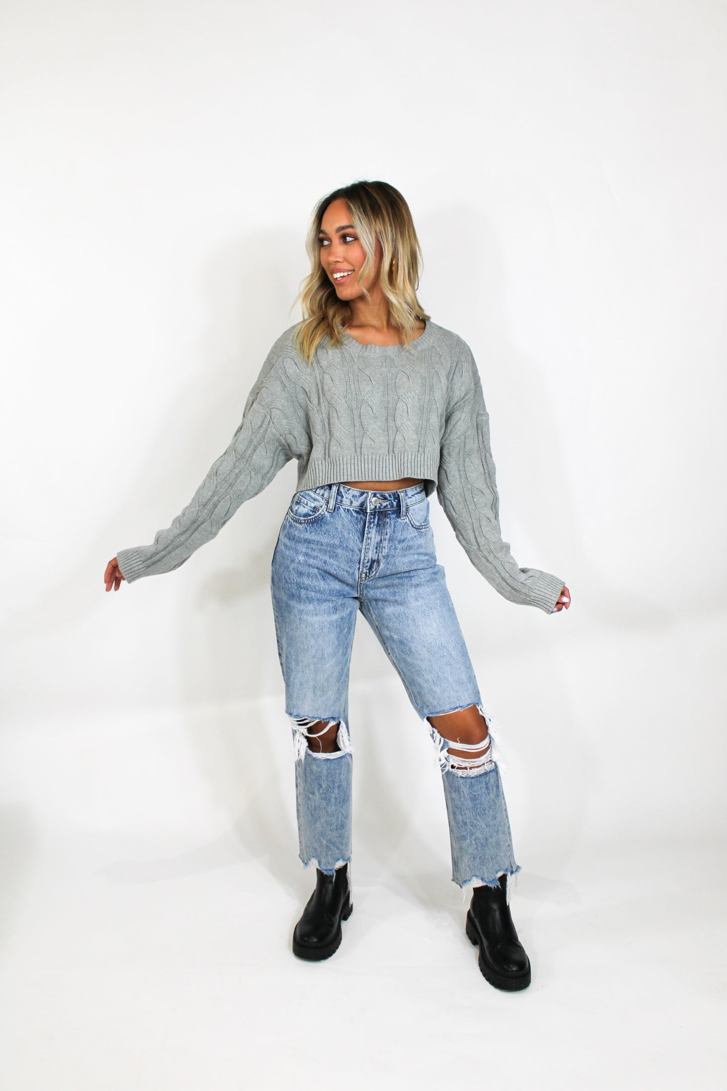 Meet Me At The Subway Cropped Sweater