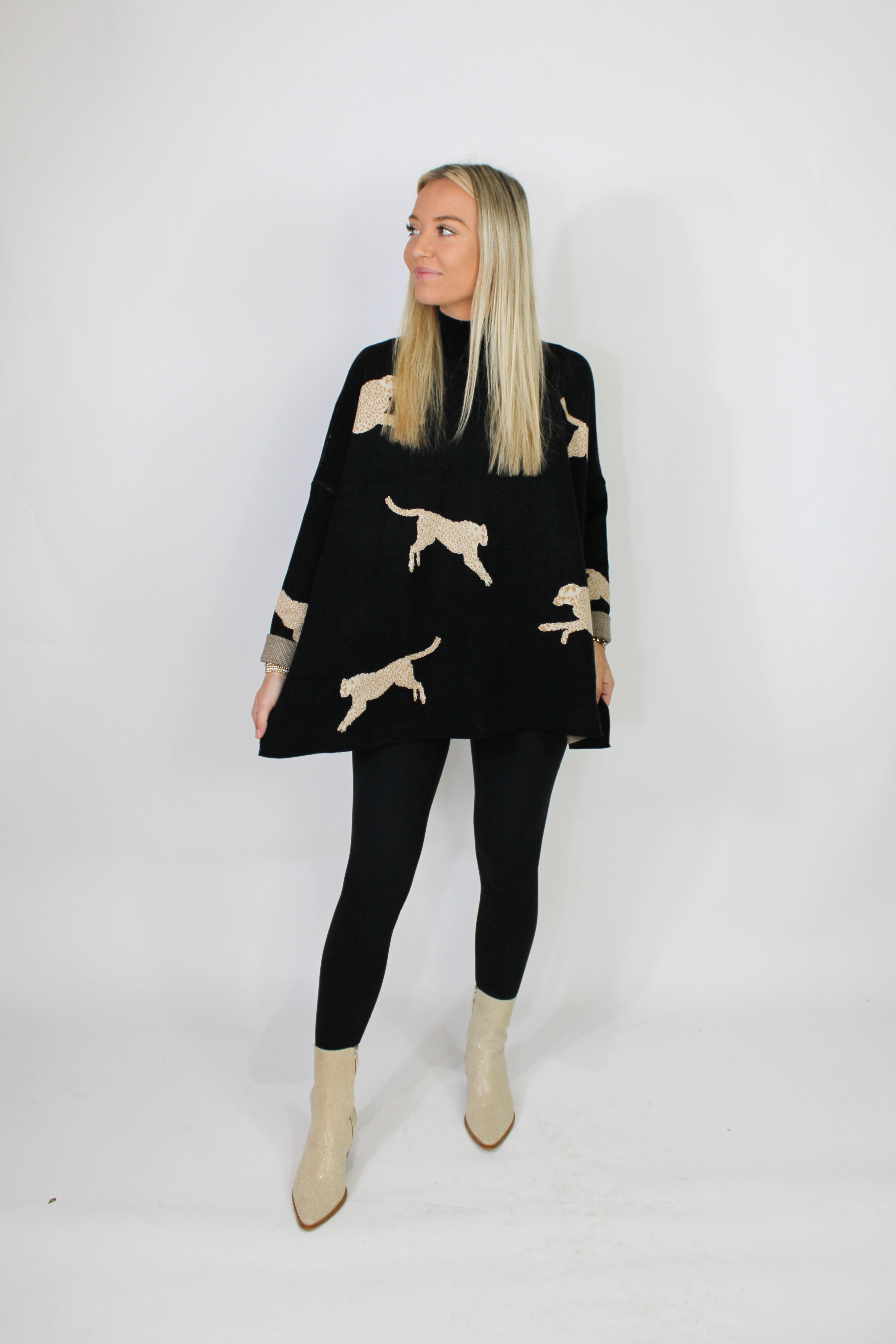 Leopard Mock Neck Sweater