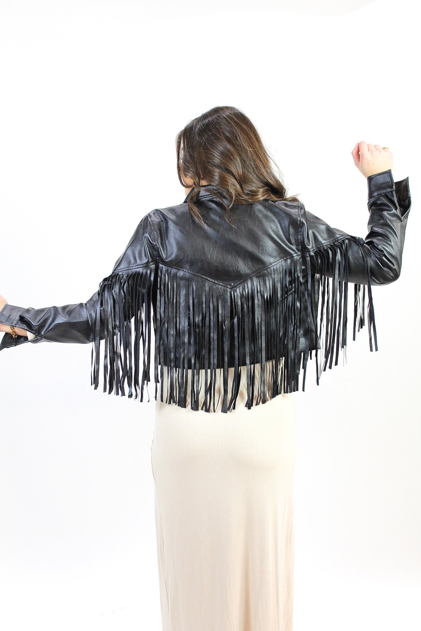 Rip Tassel Leather Jacket