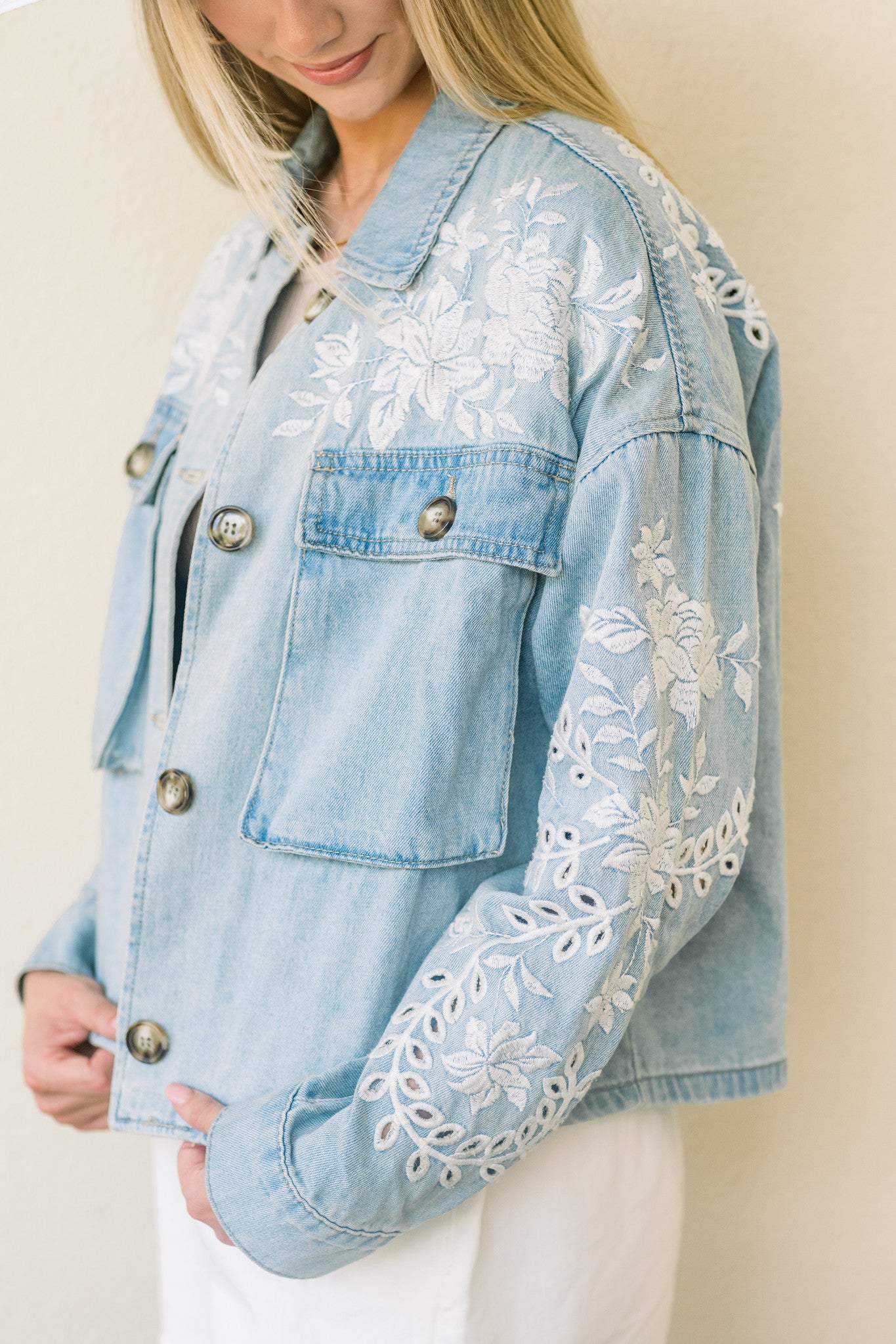 Embroidered in Floral Jean Jacket