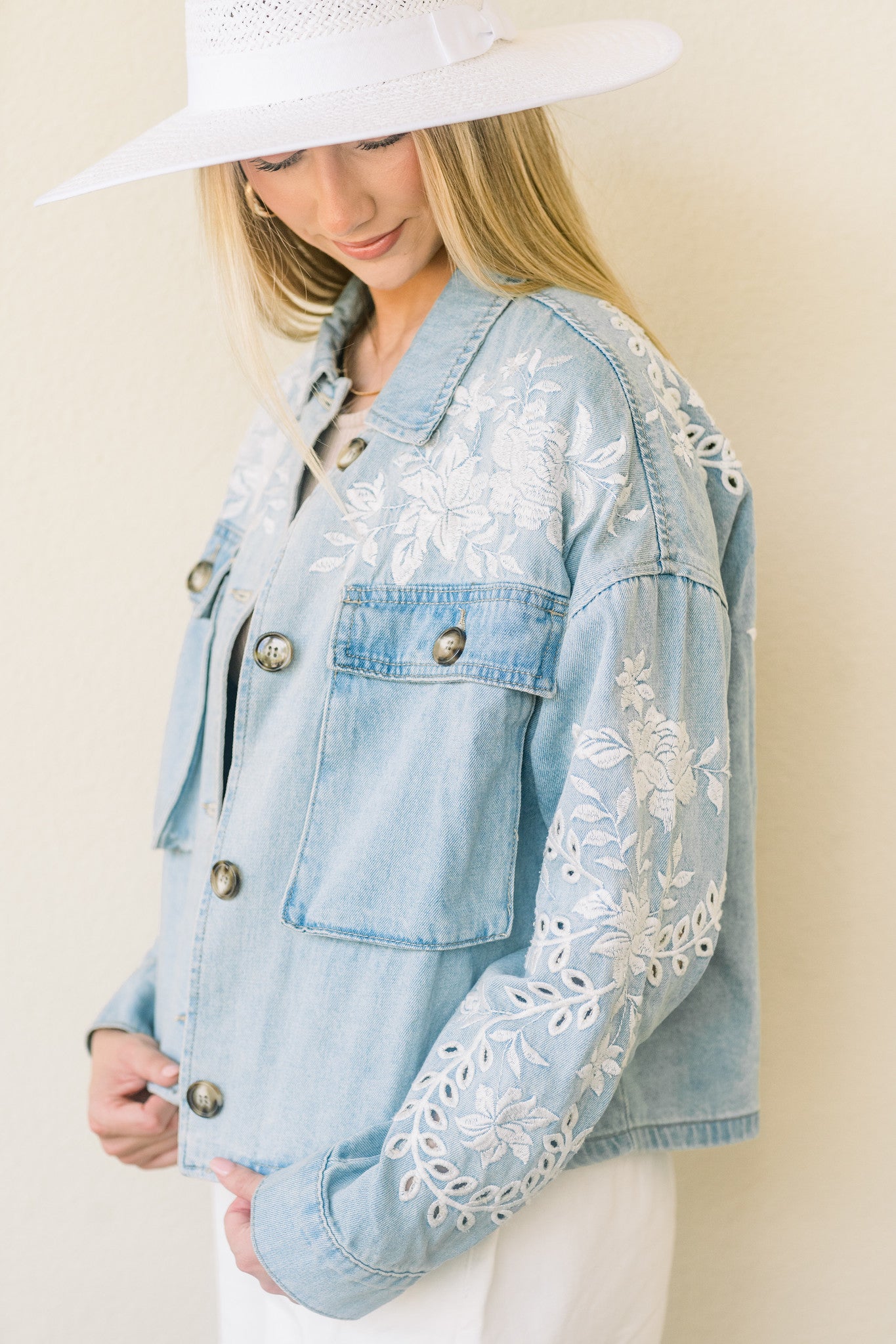 Embroidered in Floral Jean Jacket