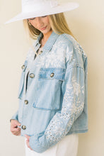 Load image into Gallery viewer, Embroidered in Floral Jean Jacket
