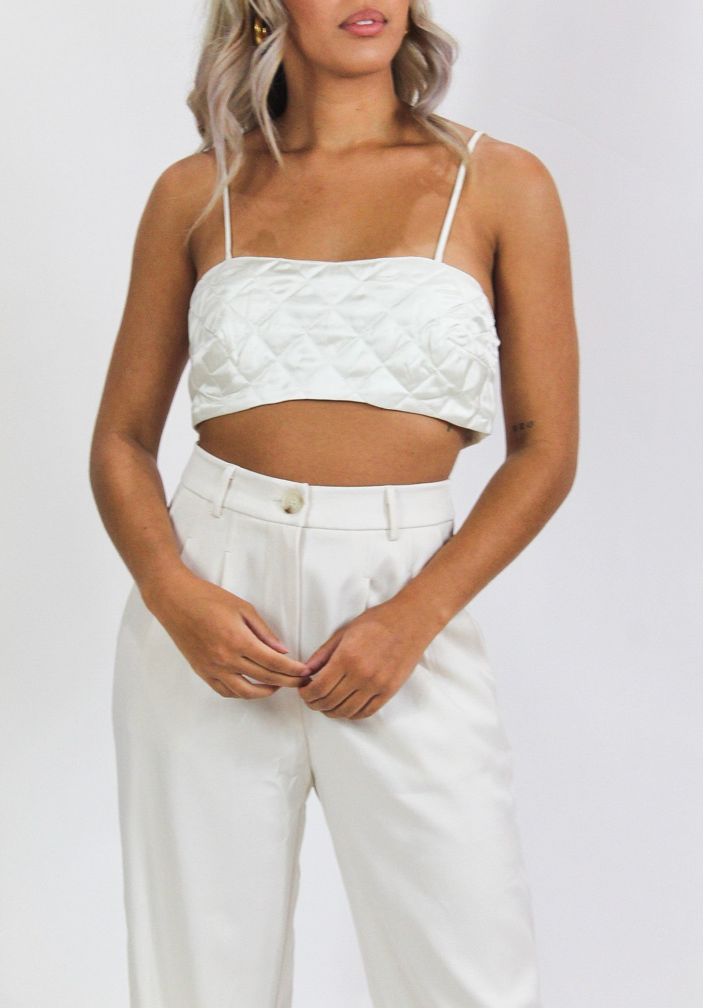 Pearl Quilted Crop