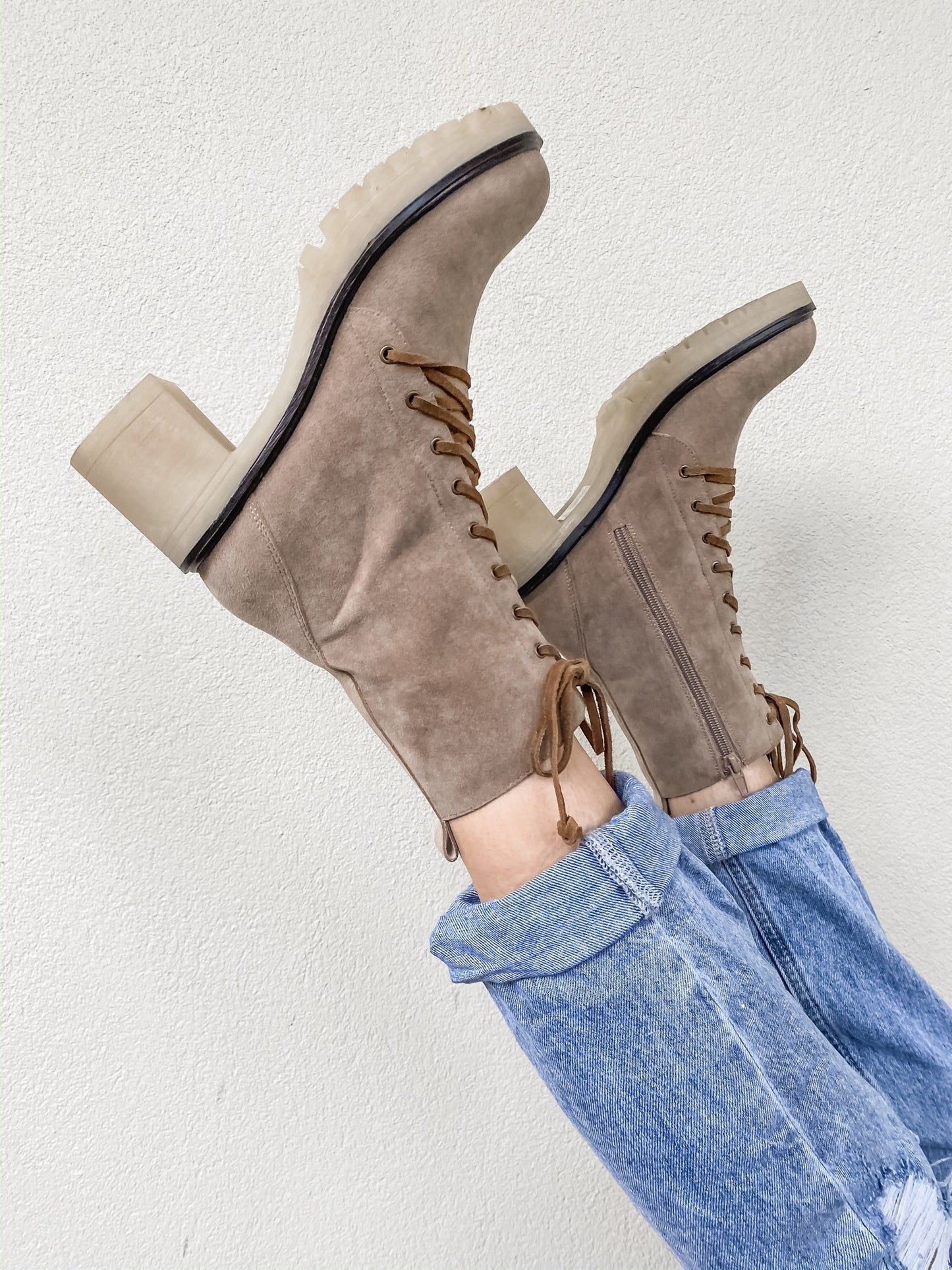 Fall Fever Lace Up Boots- Latte