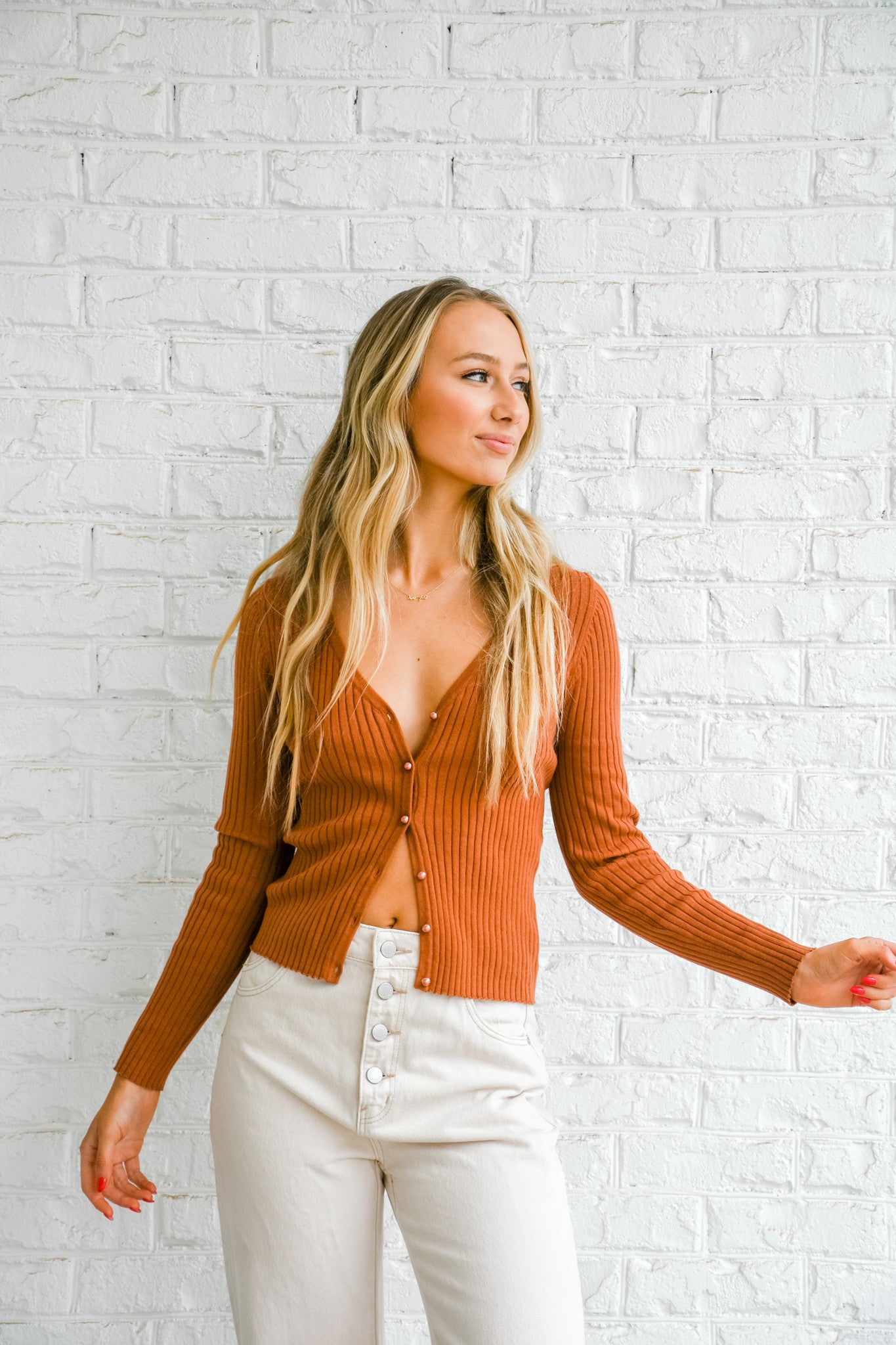 Cinnamon Ribbed Cardigan