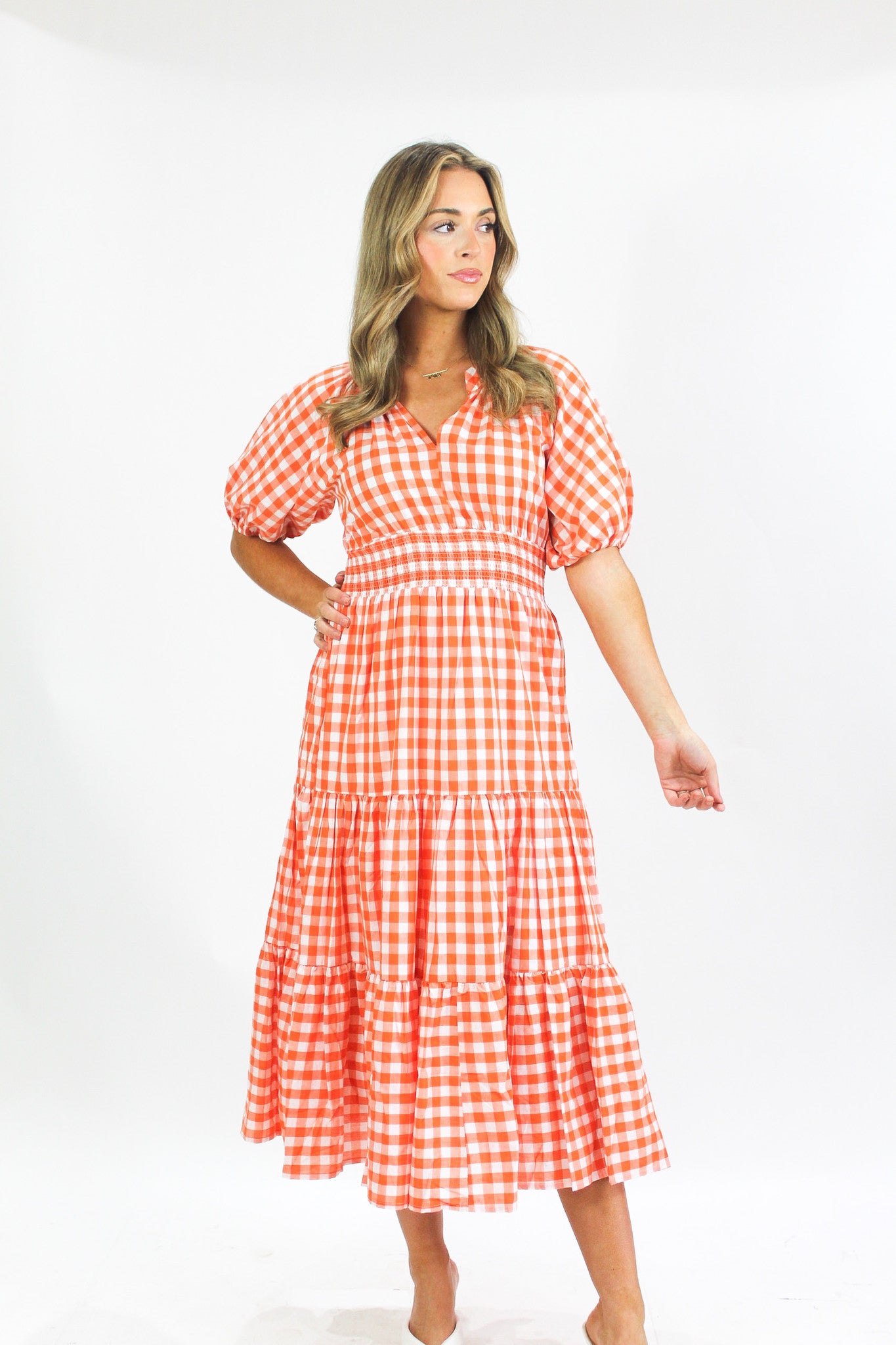 The Sisters Gingham Maxi - Orange