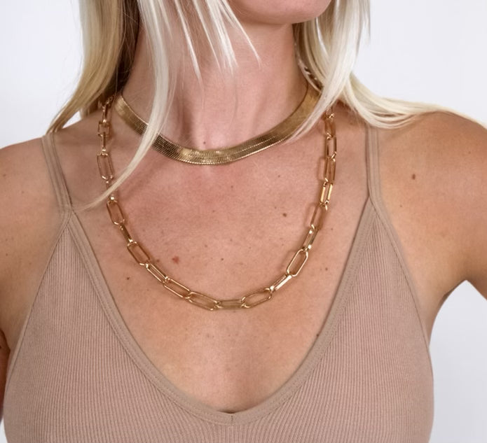 Double Cuban Chain and Link Necklace