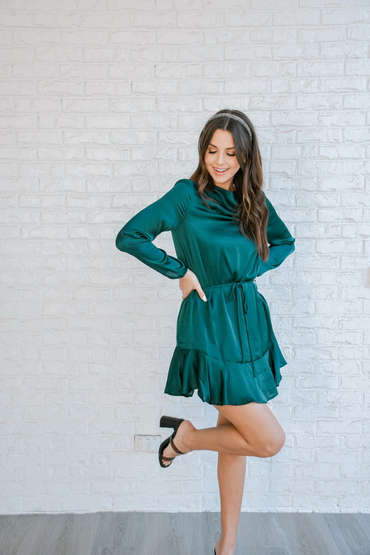 Evergreen Satin Dress