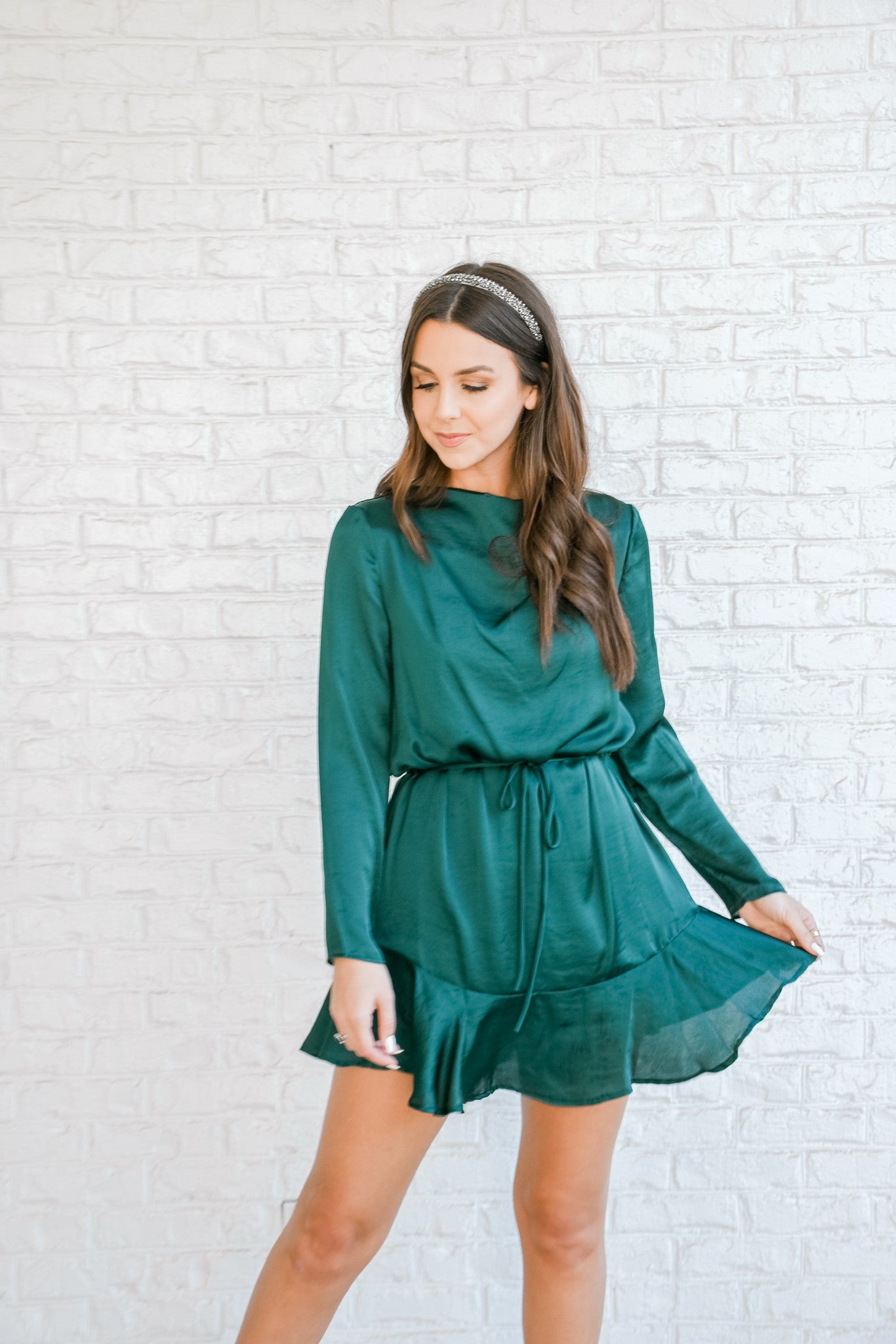 Evergreen Satin Dress