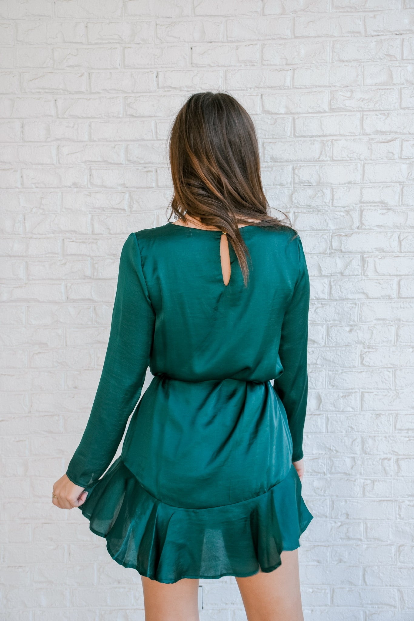 Evergreen Satin Dress