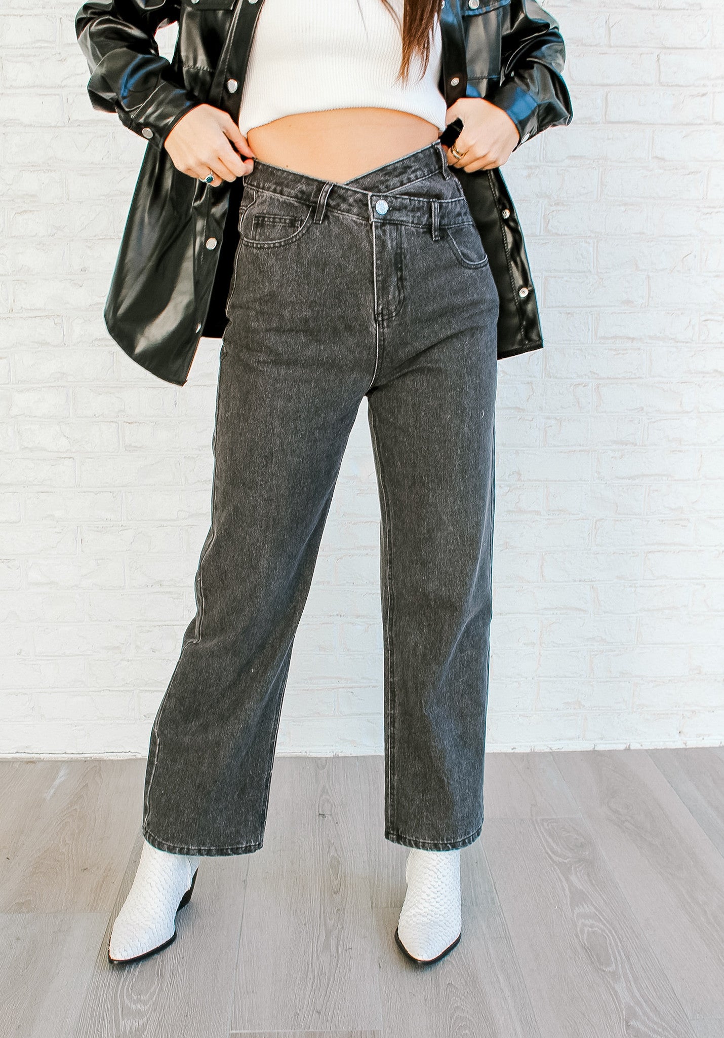 Criss Cross Black Denim